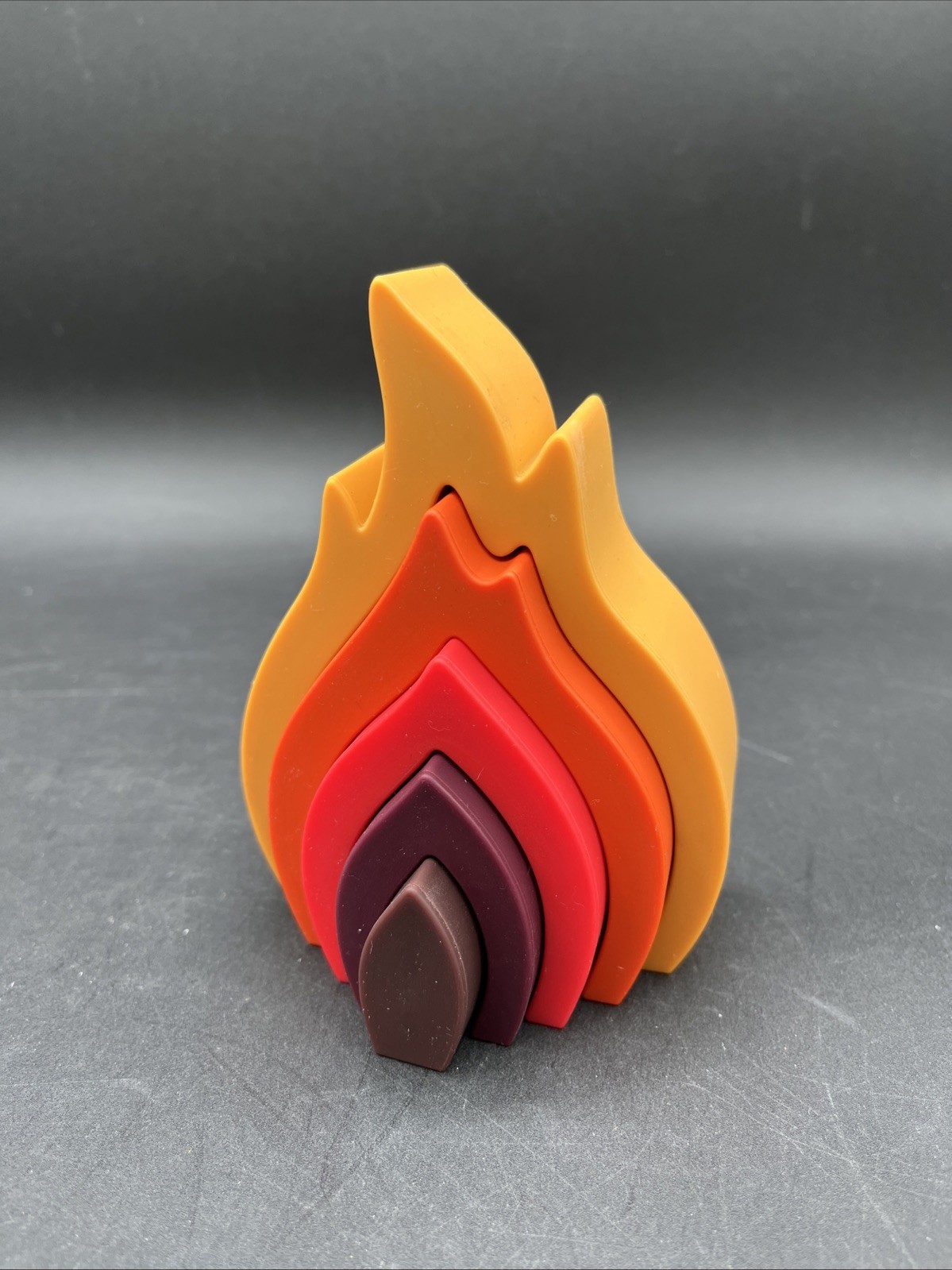 5 Piece Silicone Stacking Toy Flames Multi Color Rainbow
