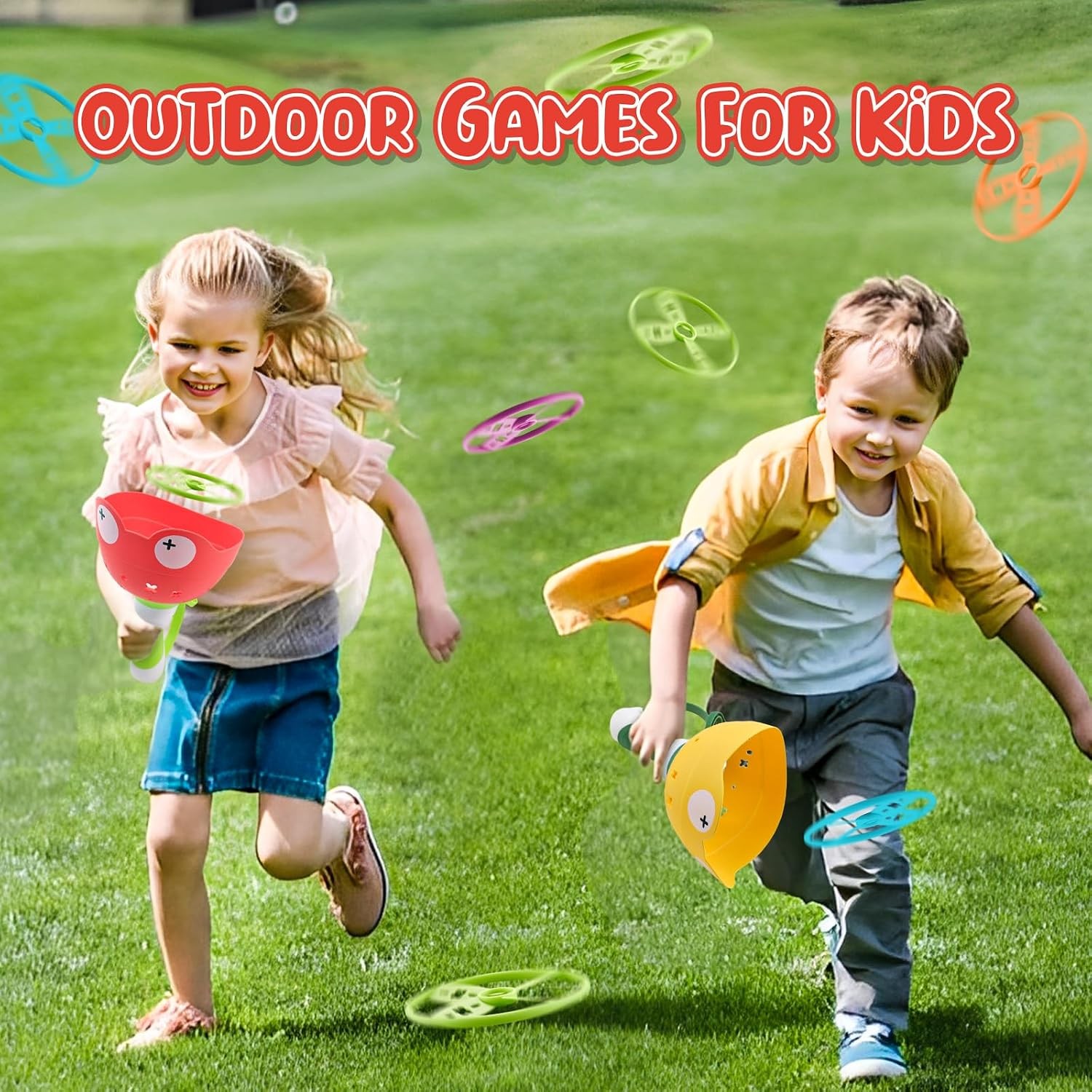 Pamexin Outdoor Catching Game for Kids Ages 4-8 Manual Capture Toy for Toddlers