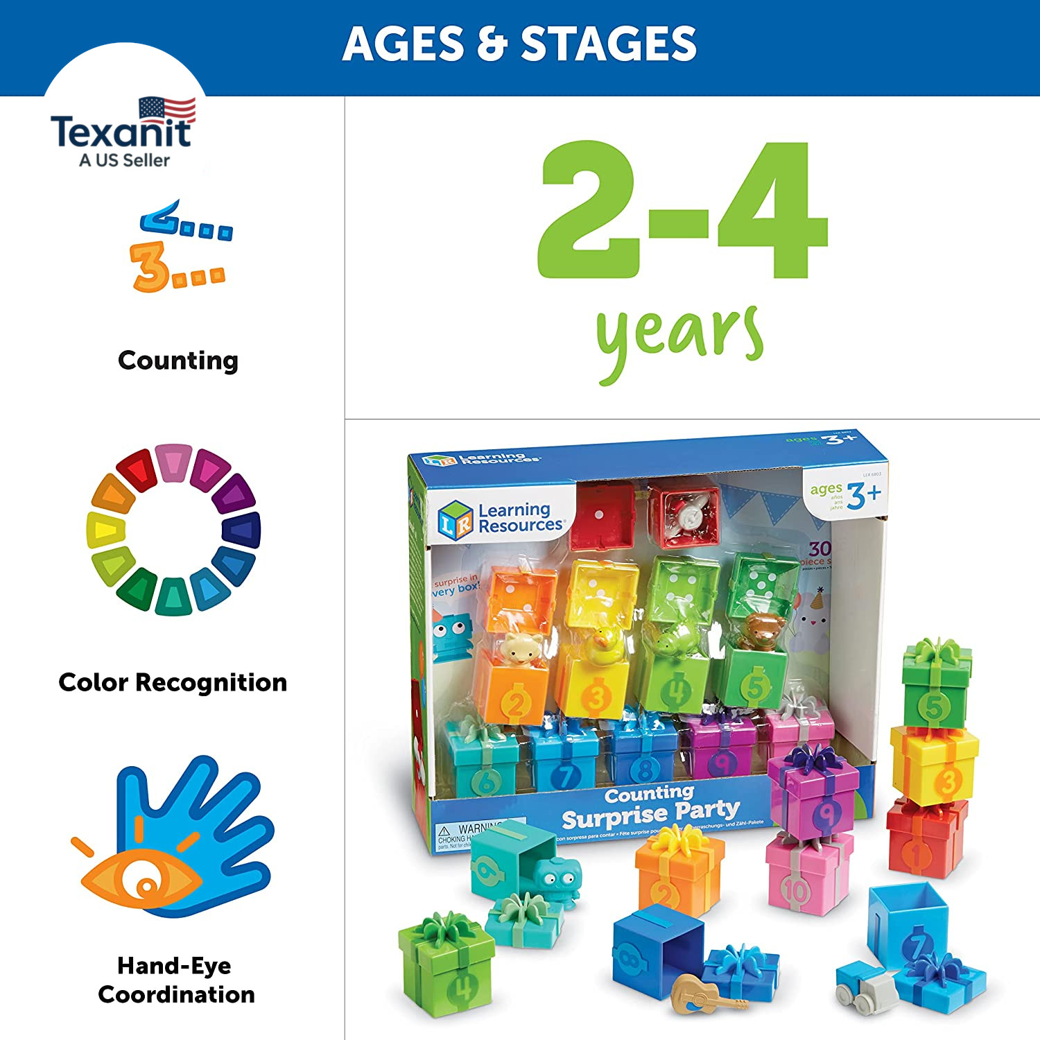 Counting Surprise Party – Toddler Montessori Toys, Stacking Preschool Activities
