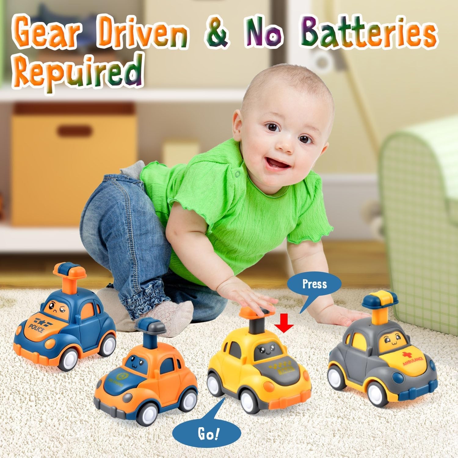 Car Toys for Toddlers 1 2 3 Year Old Boy Girl First Birthday Gifts for Toddler T