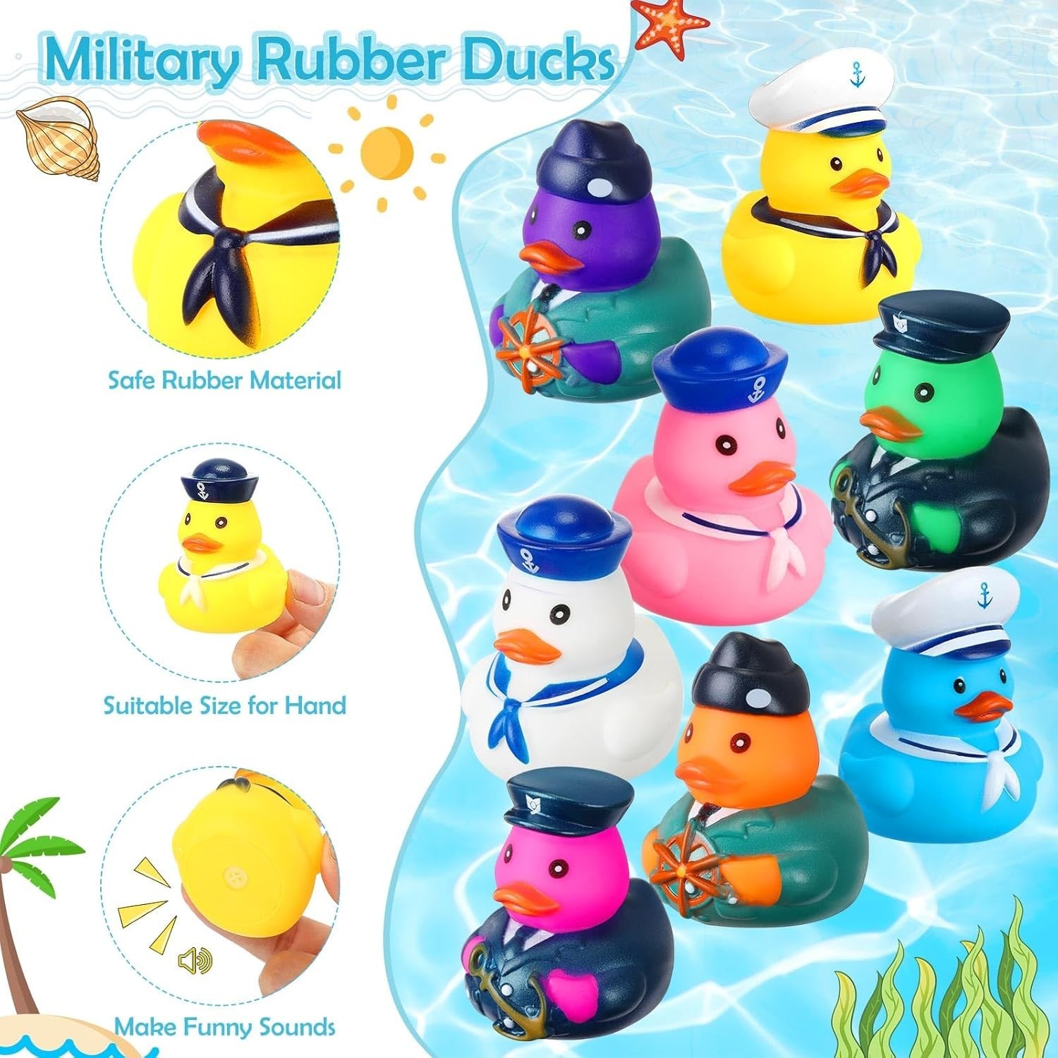 Rotatingpals 48 Pcs Cruise Ducks Sailor Glow In The Dark Rubber Ducks