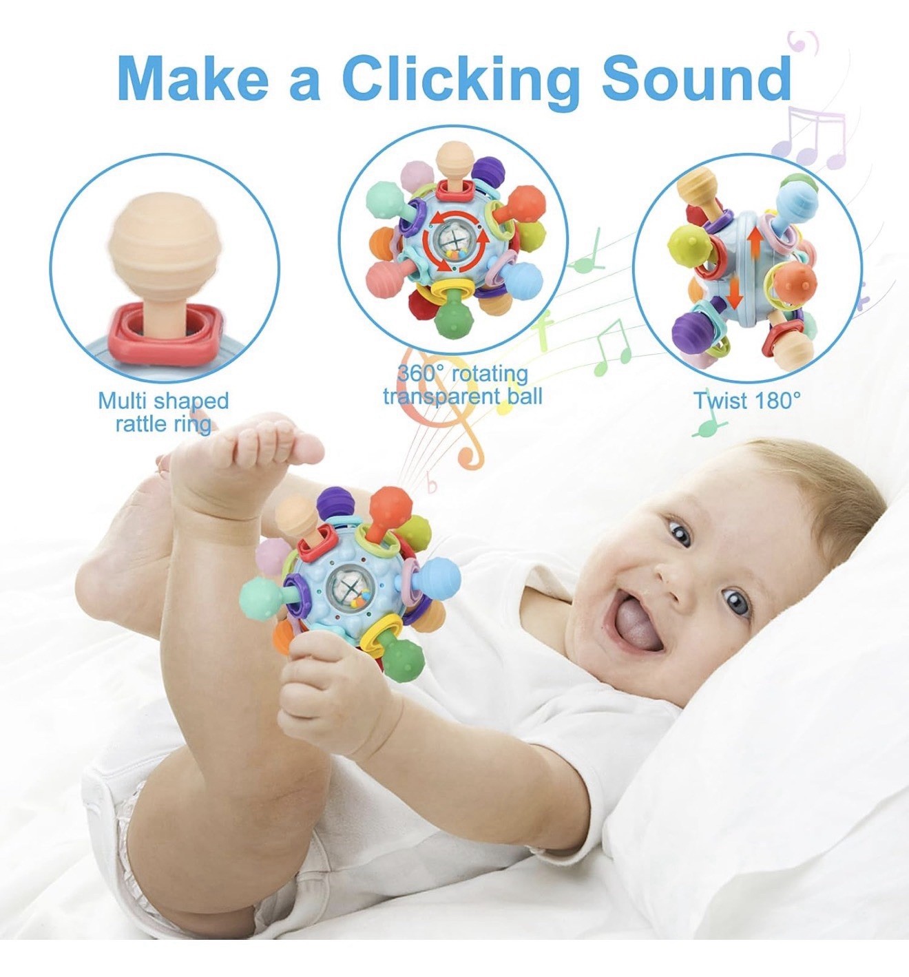 Baby Montessori Sensory Toys for 0-6 6-12 Months, Baby Teething Toys for Babies
