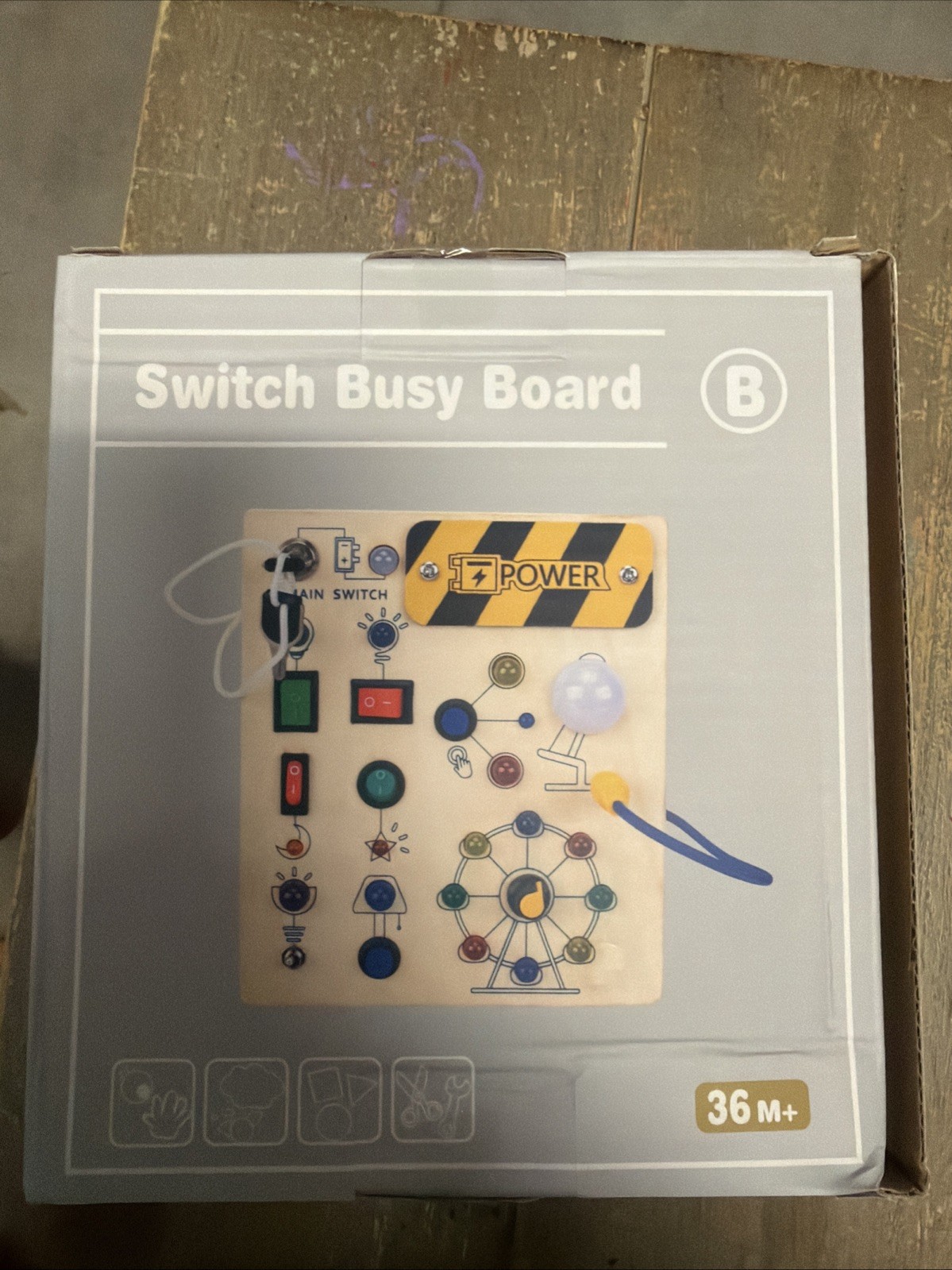 Montessori Toddler Busy Board – Wooden Light Switch Board for 1-3 Years Old, …