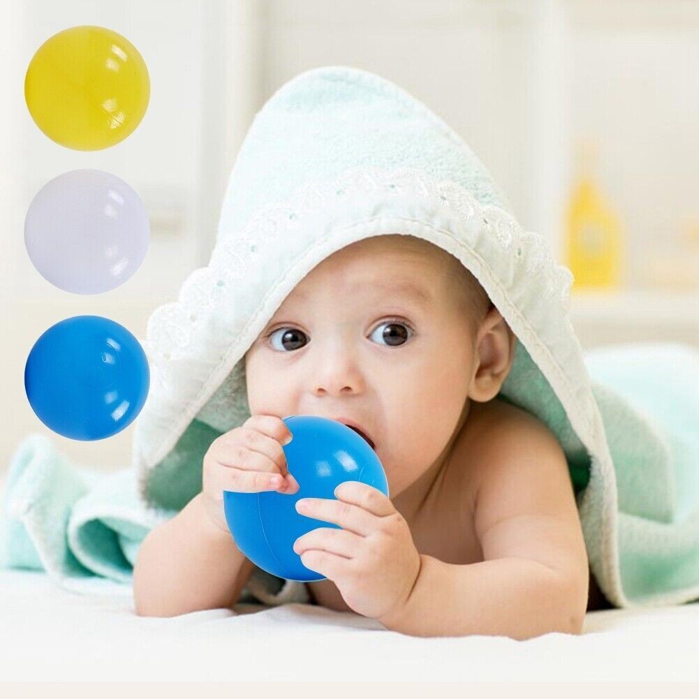 100pcs White & Blue & Yellow Soft Plastic Reusable Ocean Pit Balls Kids Toys