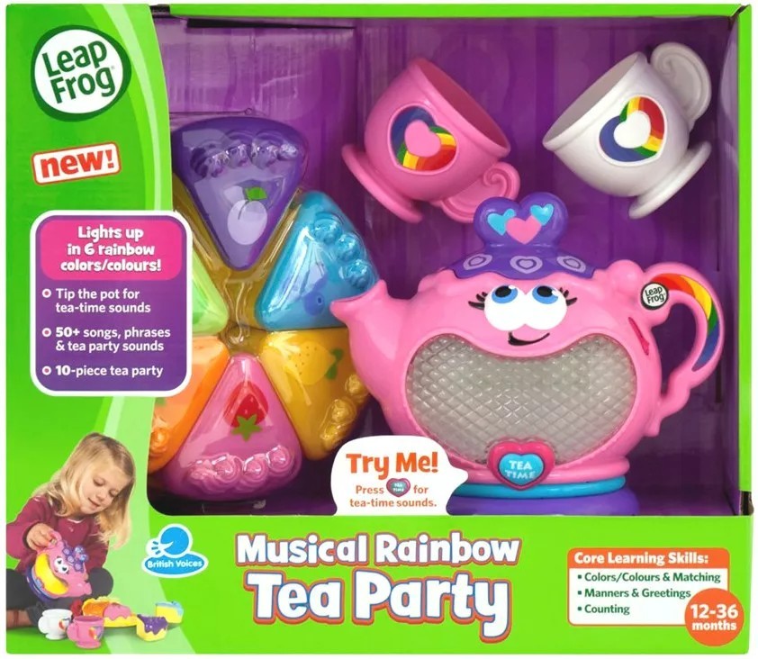 LeapFrog Musical Rainbow Tea Party Teapot Tea Set 50+ Phrases Light & Sounds NEW