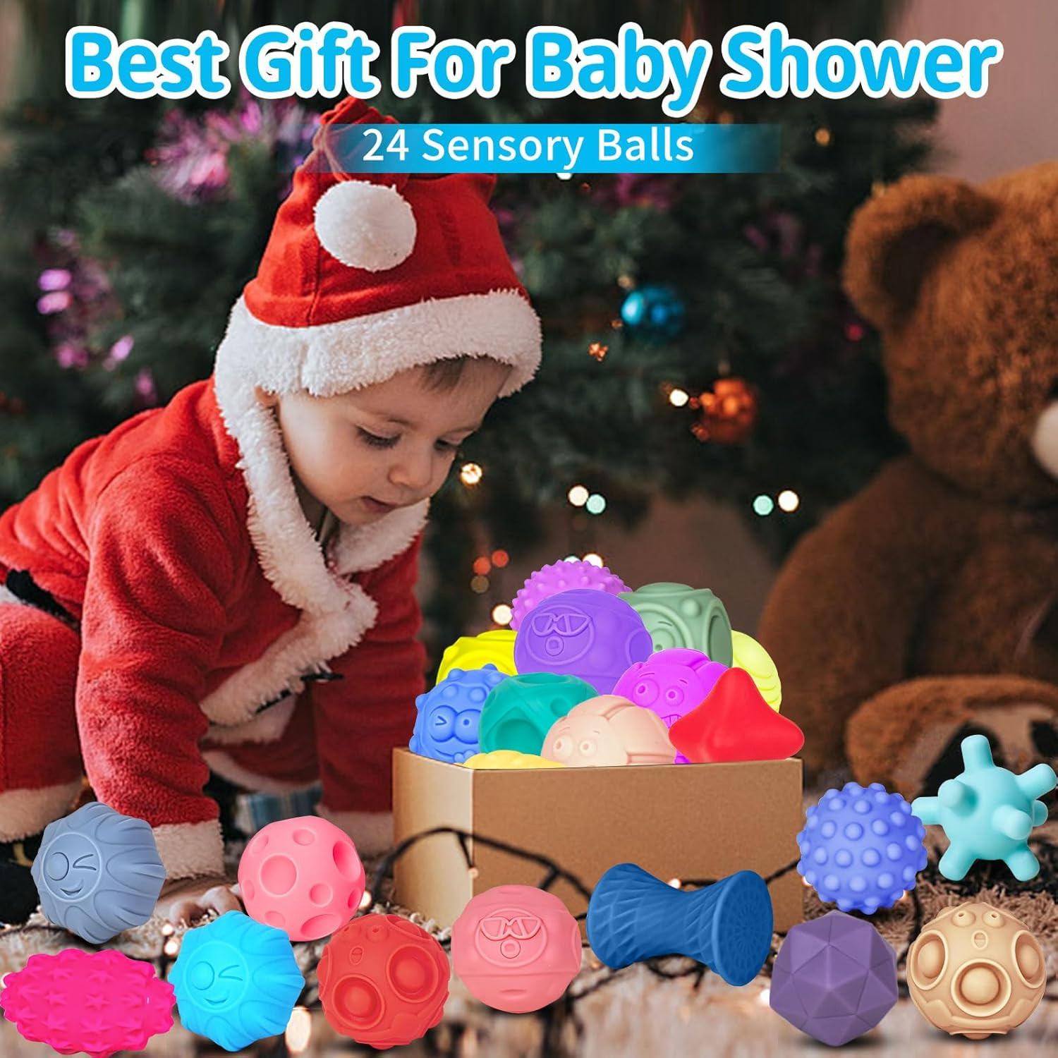 24 Pcs Sensory Balls Toddlers Babies Montessori Soft Textured Multi Color