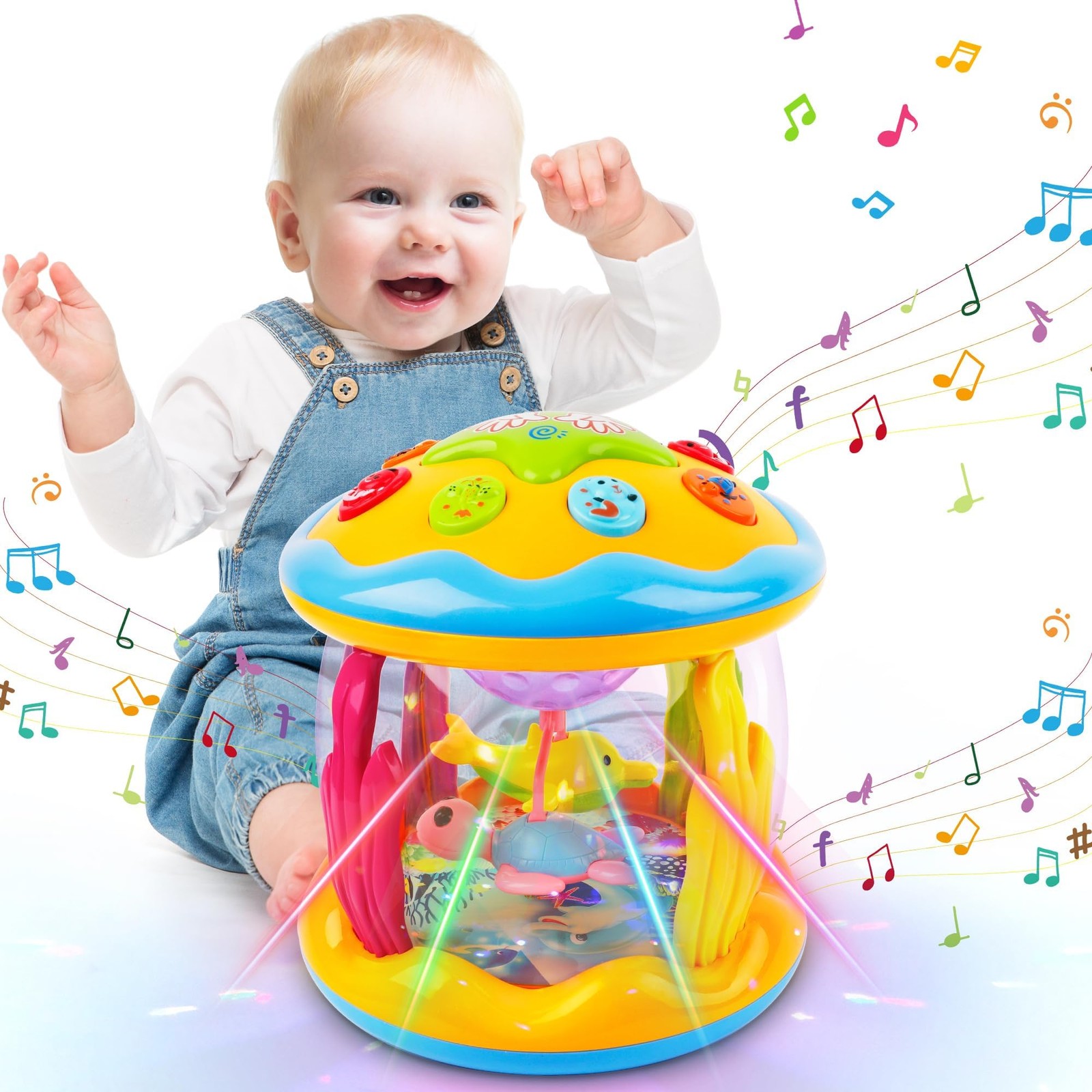 M SANMERSEN Baby Boys Toys 6-12 Months, Babies Ocean Rotating Lights Up Music…