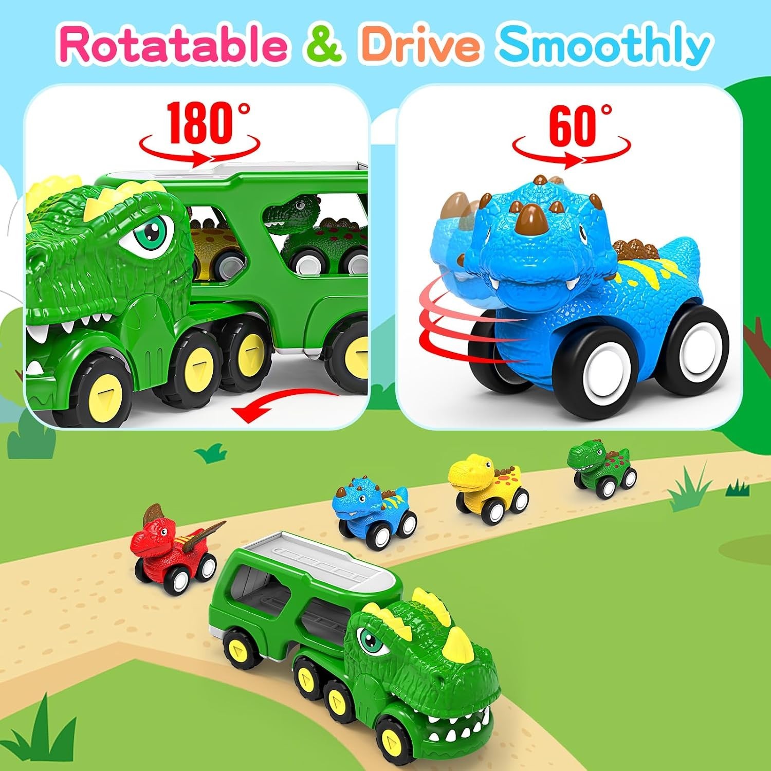 Friction Powered Dinosaur Truck for Toddlers