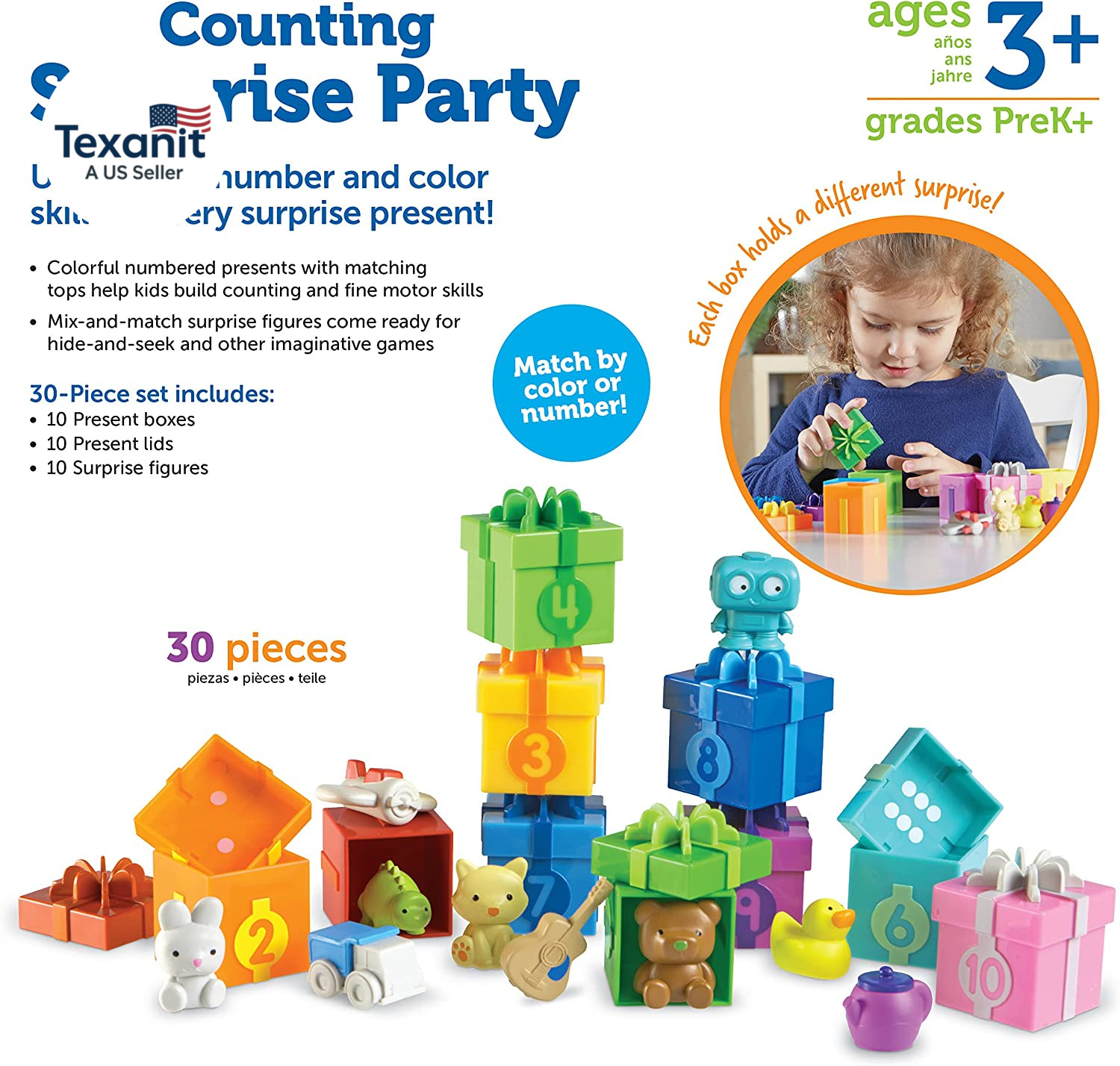 Counting Surprise Party – Toddler Montessori Toys, Stacking Preschool Activities