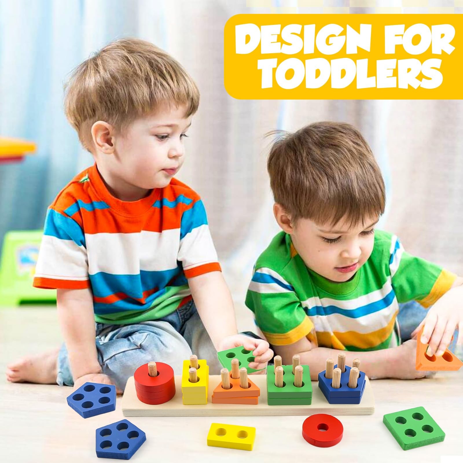 Montessori Toys for 1 2 3 Year Old Girls Boys, Wooden Sensory Toys for 13 Yea…