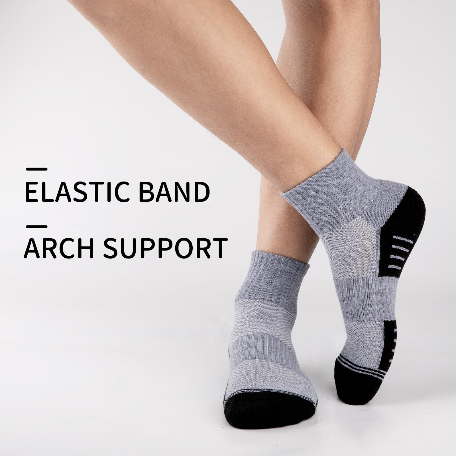 COOVAN Mens Athletic Ankle Socks Thick Cushioned Quarter Sock Sport Running H…