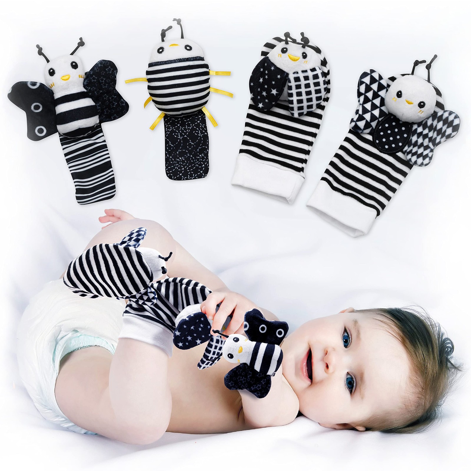 BABY K Baby Rattle Socks & Wrist Toys (Set E) – Newborn Toys for Baby Boy or …