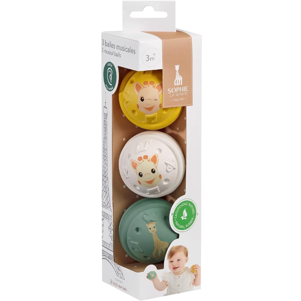 Sophie la girafe Musical Balls ~Easy to Grasp~Natural Rubber~Sooth~ 5 Senses NEW