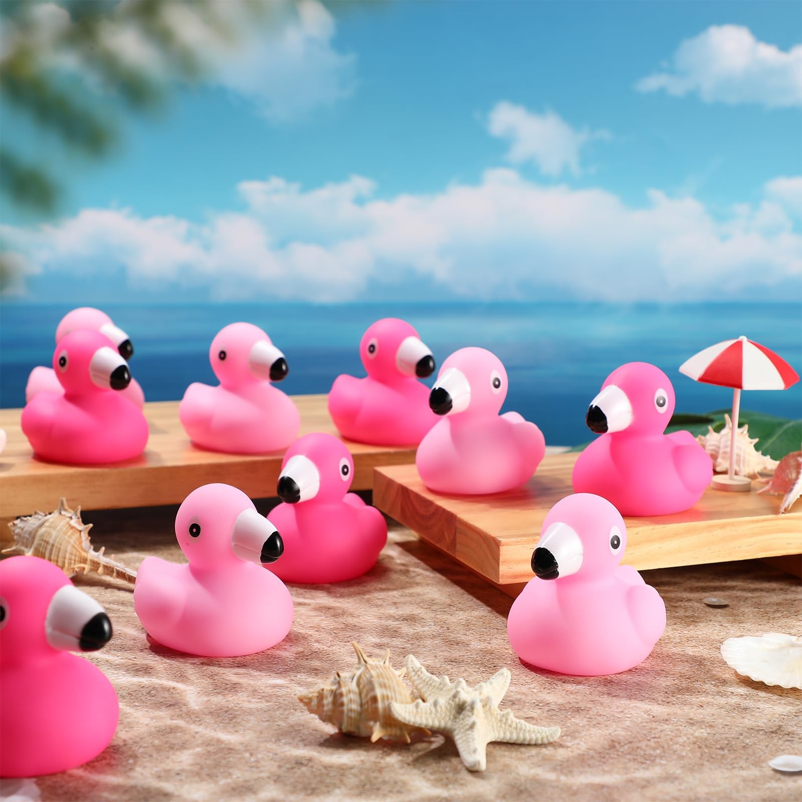 Jerify 150 Pcs Flamingo Rubber Duck Bulk Pink Kids Bath Toys Floating Ducks