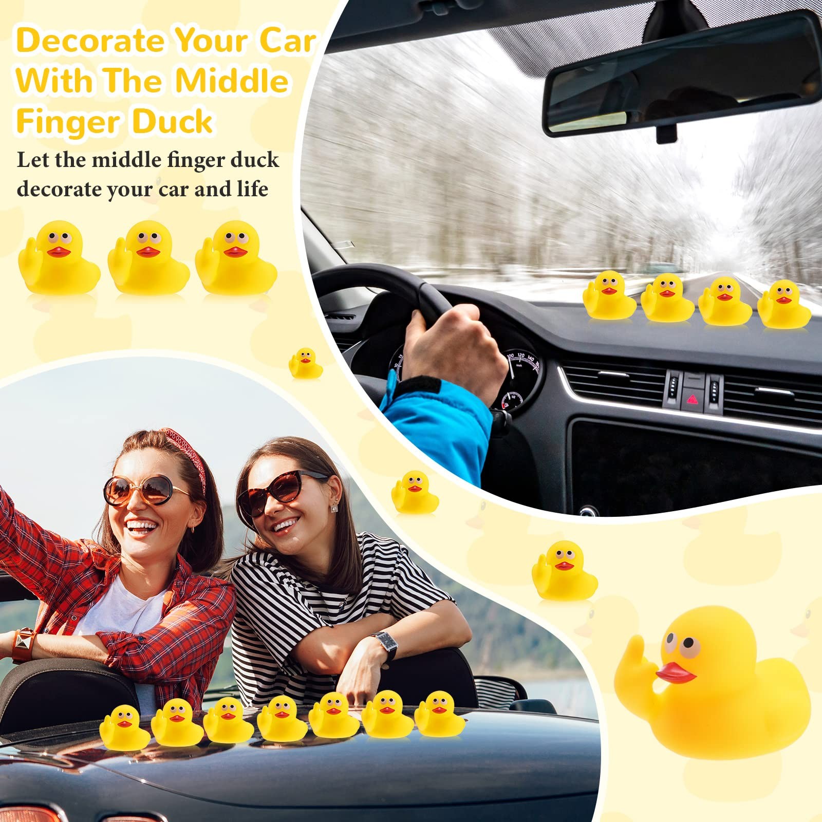 Lenwen 24 Pcs Middle Finger Rubber Ducks, 1.97 Inch Small Duck