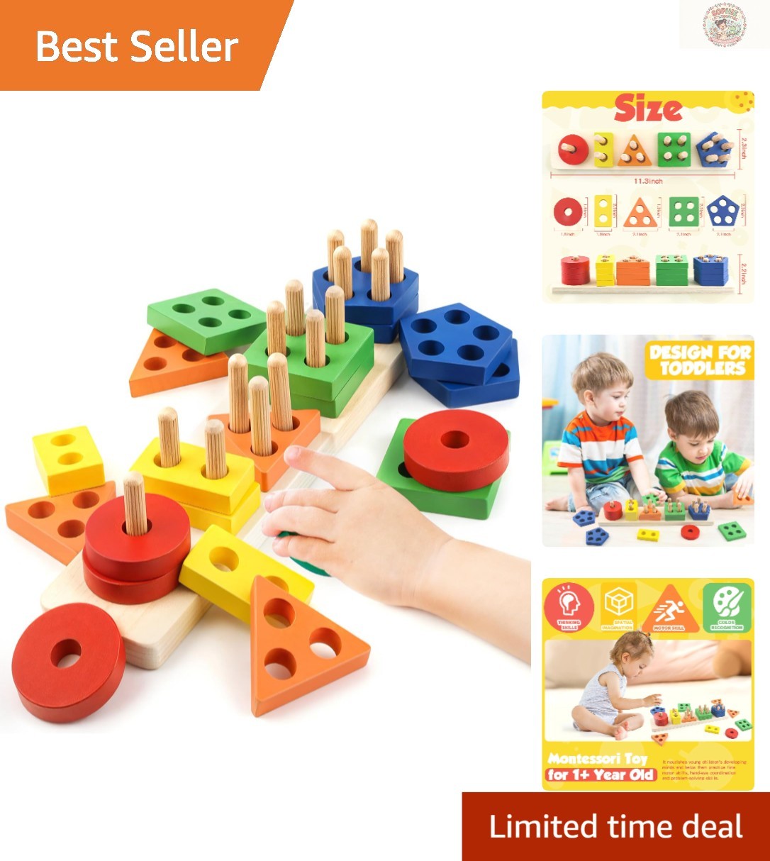 20-Piece Montessori Puzzle Set for Toddlers – Engaging Shape and Color Learning