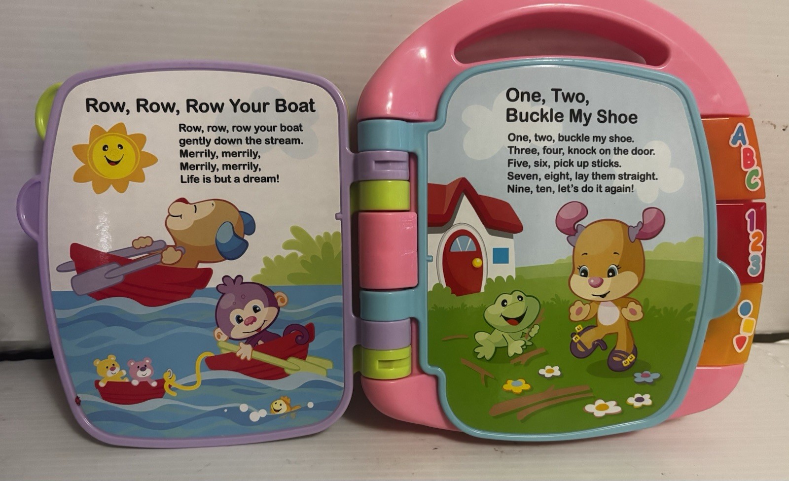 Fisher Price Pink Storybook Rhymes Electronic Book Letters Colors Shapes Numbers