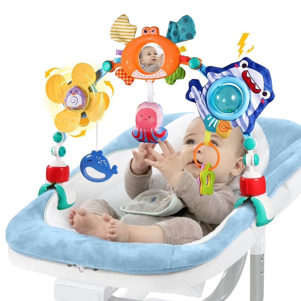Stroller Arch Toy for Baby, Musical Carseat Toys Hanging with Teething,Baby Crib