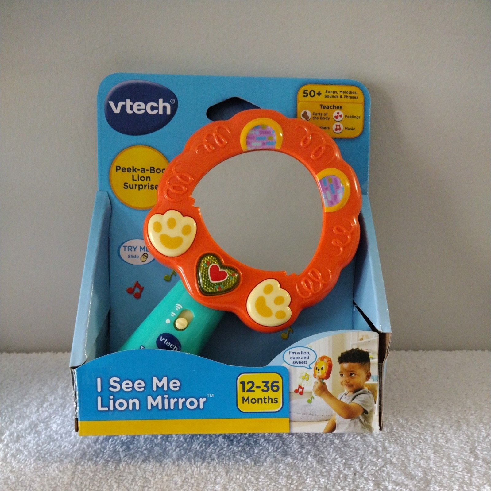 VTech I See Me Lion Mirror Peek-a-Boo Lion Surprise 12-36 months Numbers Music