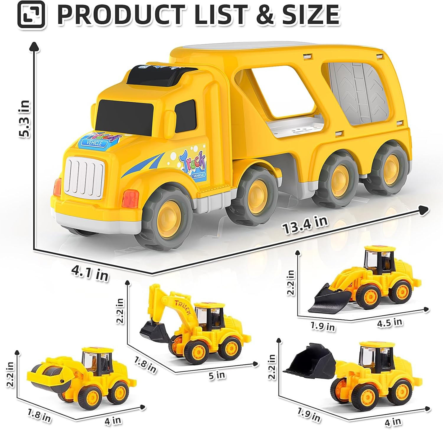 Construction Truck Toys for Boys Girls Age 3 4 5 6 Years Old，Carrier Transport T