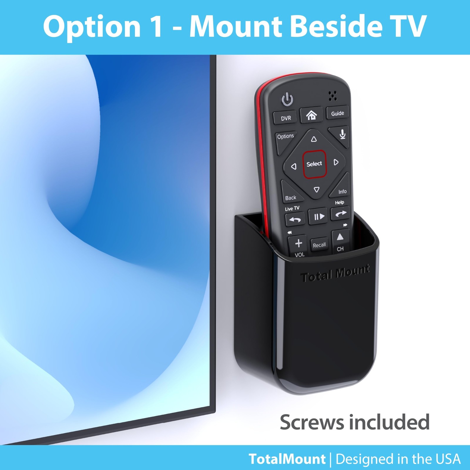 TotalMount Universal Remote Control Holder – Medium (Black)