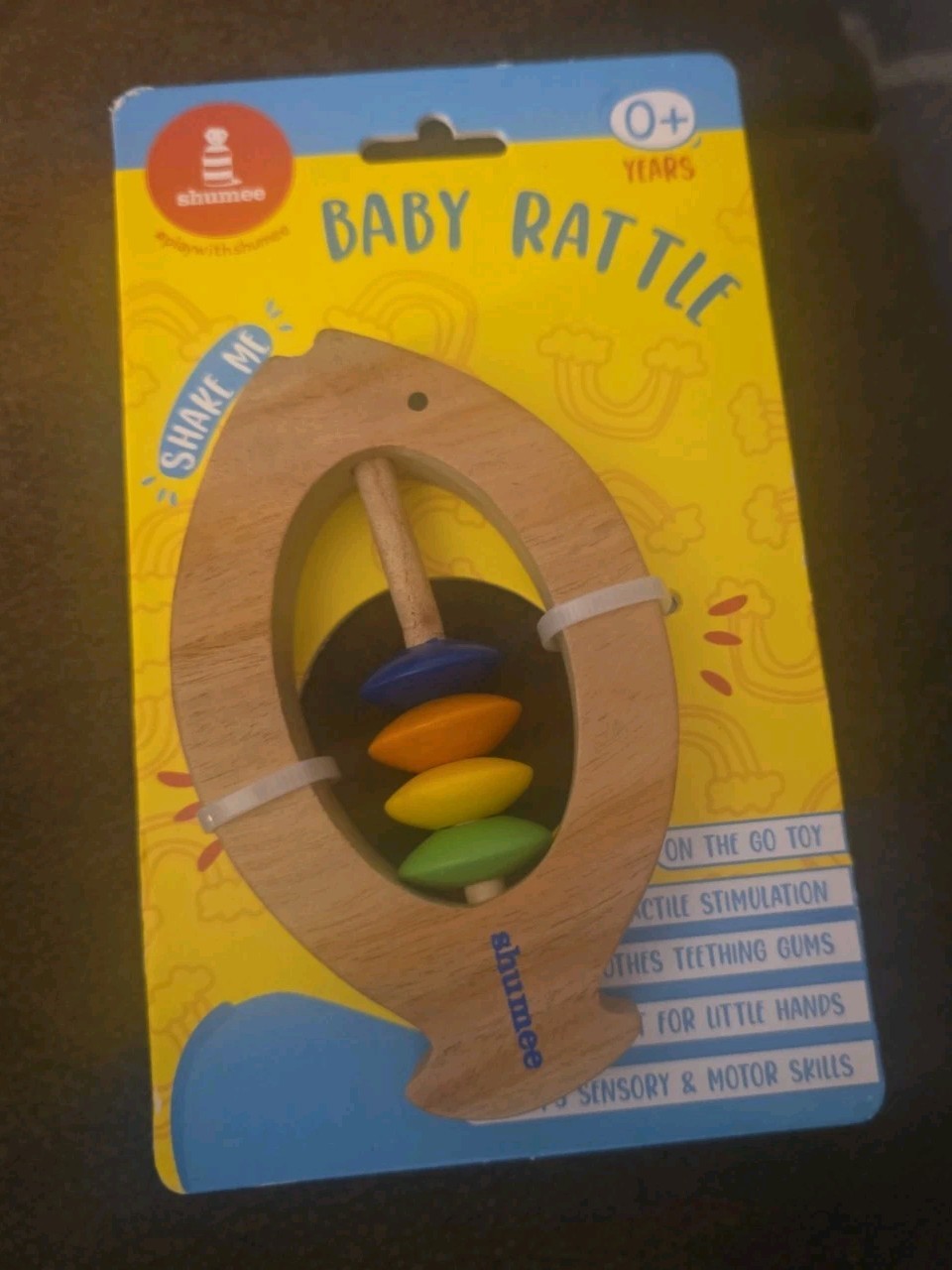 Shumee Wooden Baby Rattle Sensory Toy