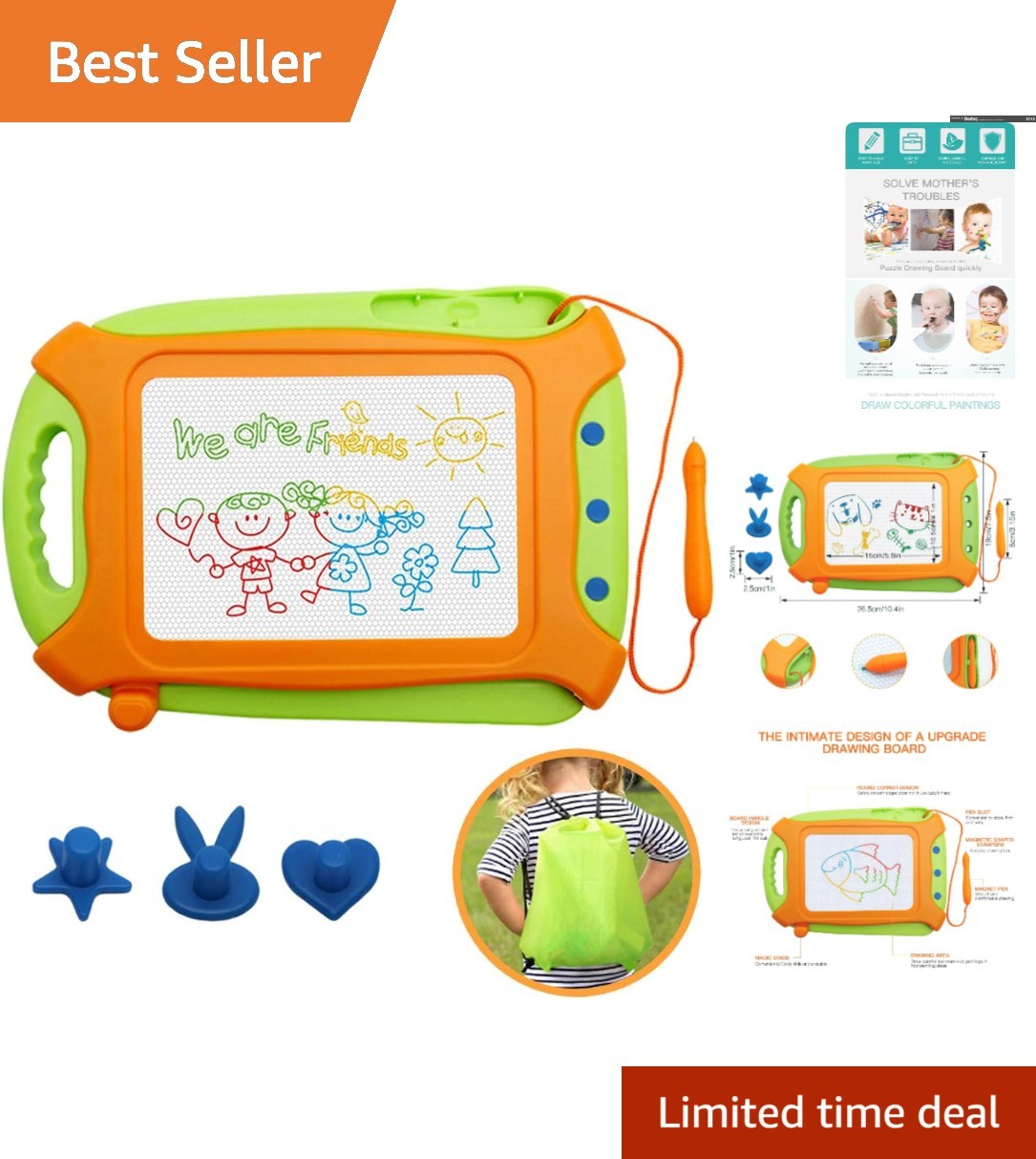 Erasable Toddler Doodle Board – Lightweight Magnetic Drawing Pad with Carry Bag