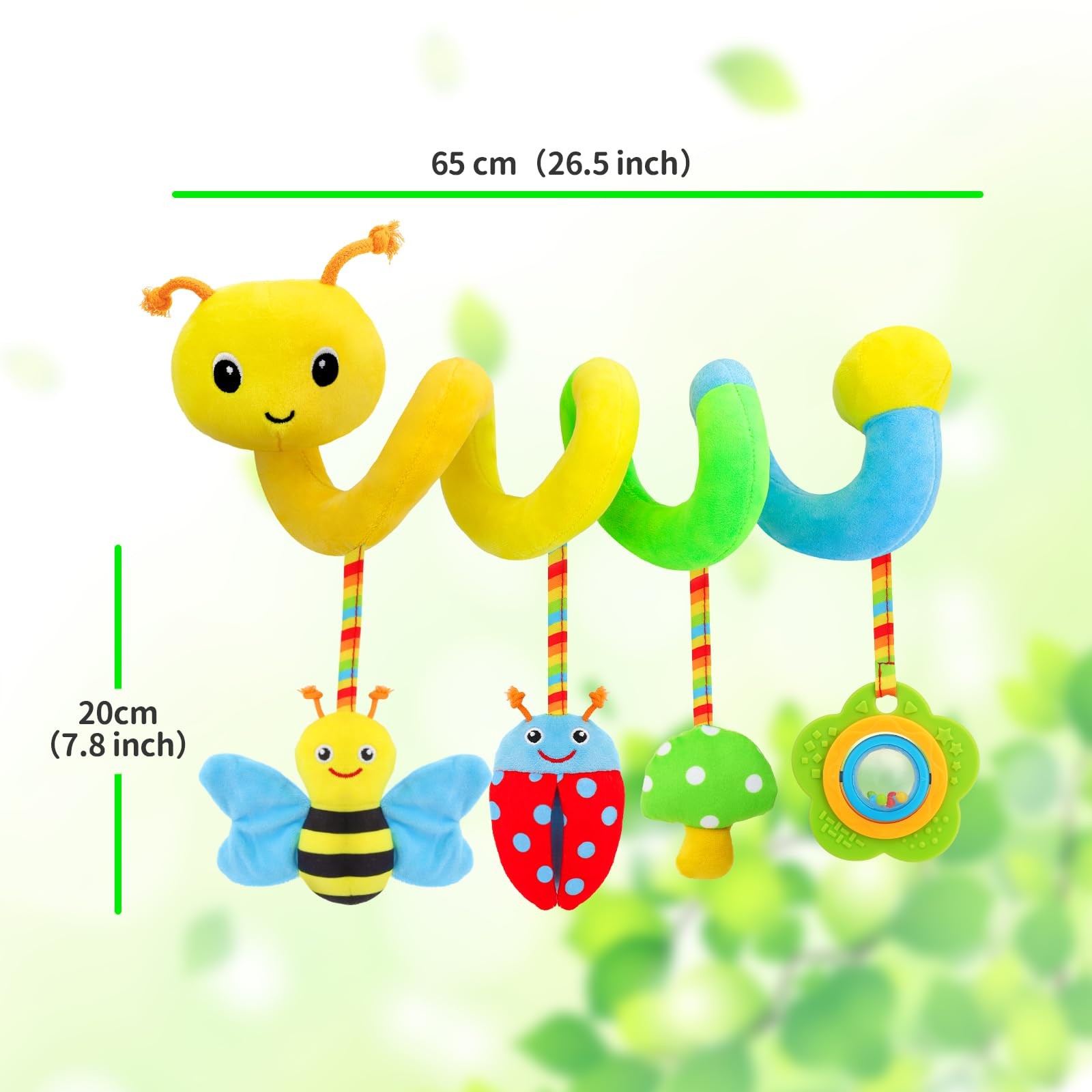 FPVERA Car Seat Toys for Babies 0-6 Months Upgraded Large, Yellow+green+blue