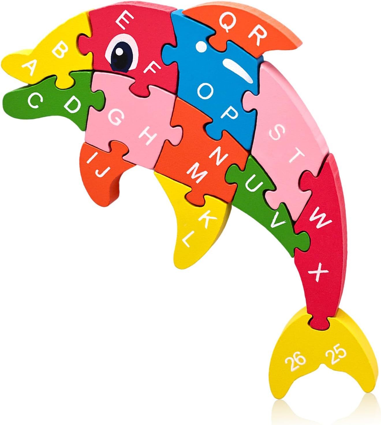 Wooden Alphabet Puzzle for Kids Toddlers – ABC & 123 Montessori Learning Toy