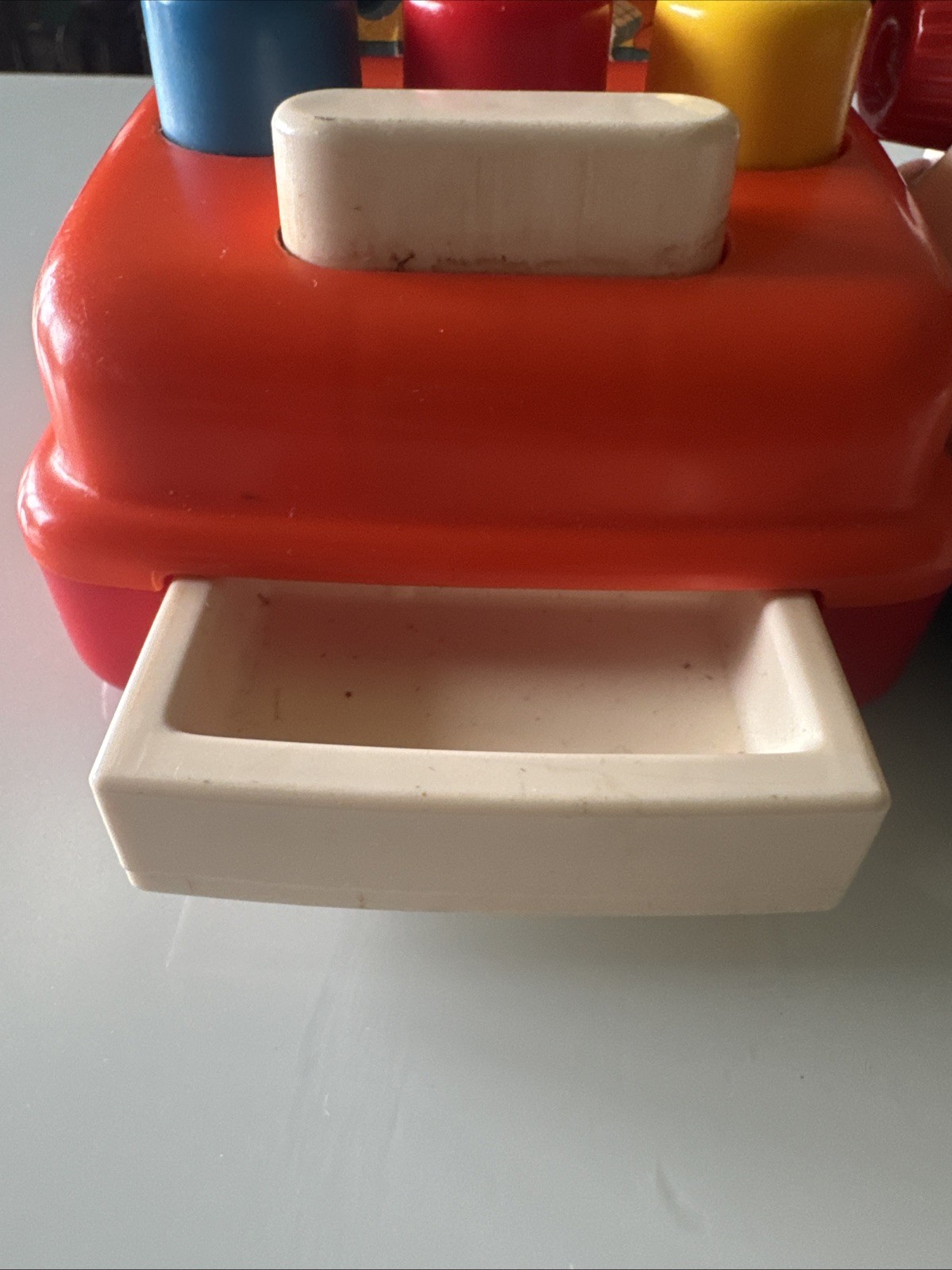 VINTAGE TOMY TODDLER TOY Mini TYPEWRITER Cash Register Buttons Ring Sounds Lot