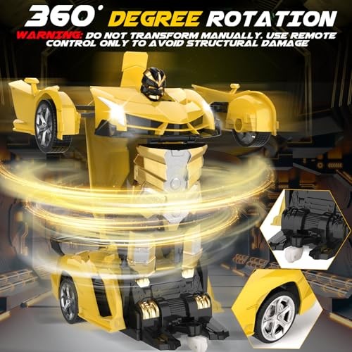 Remote Control Car – Transform Robot RC Cars, Toys for Ages 5-7, Kids Yellow