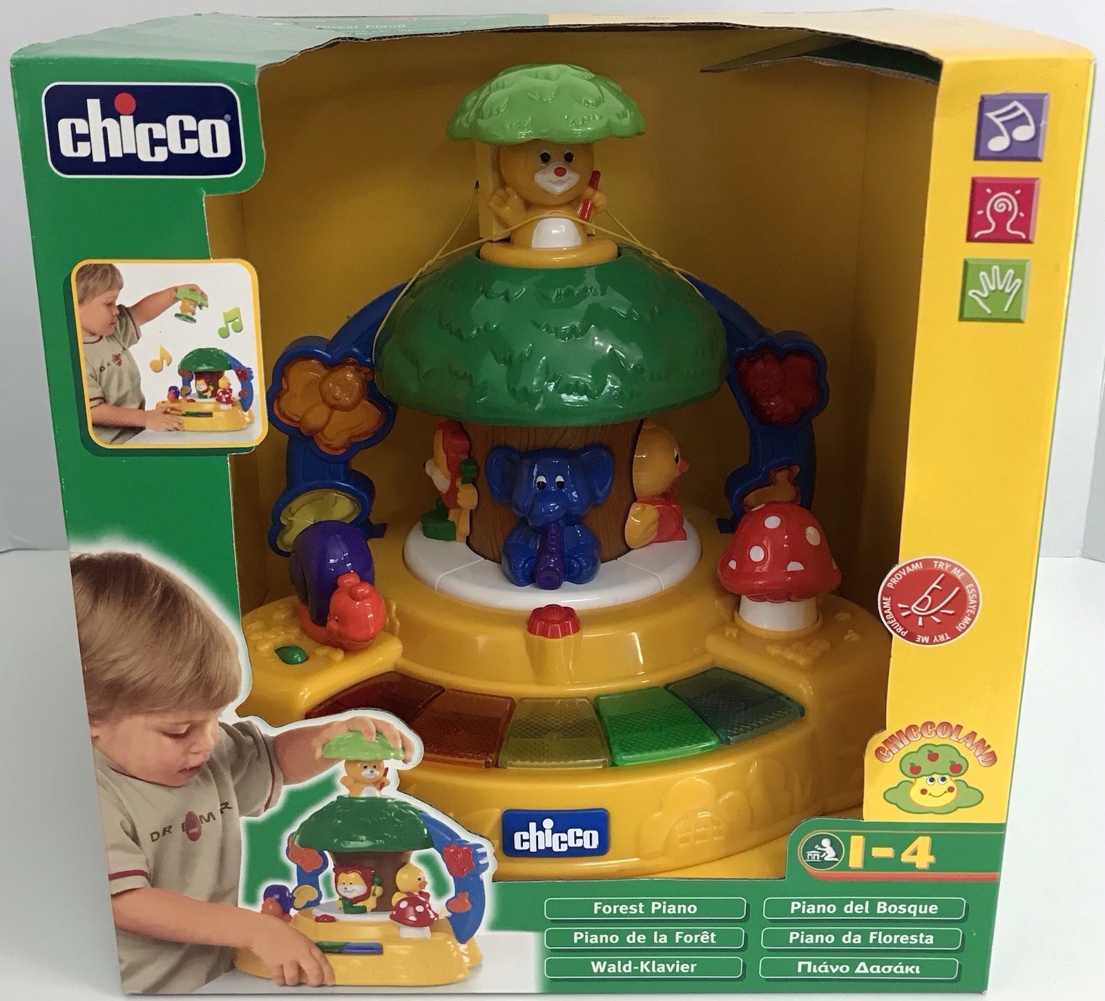 Chicco Forest Piano Instruments Animal Sounds Languages Preschool Toy 1-4 NEW