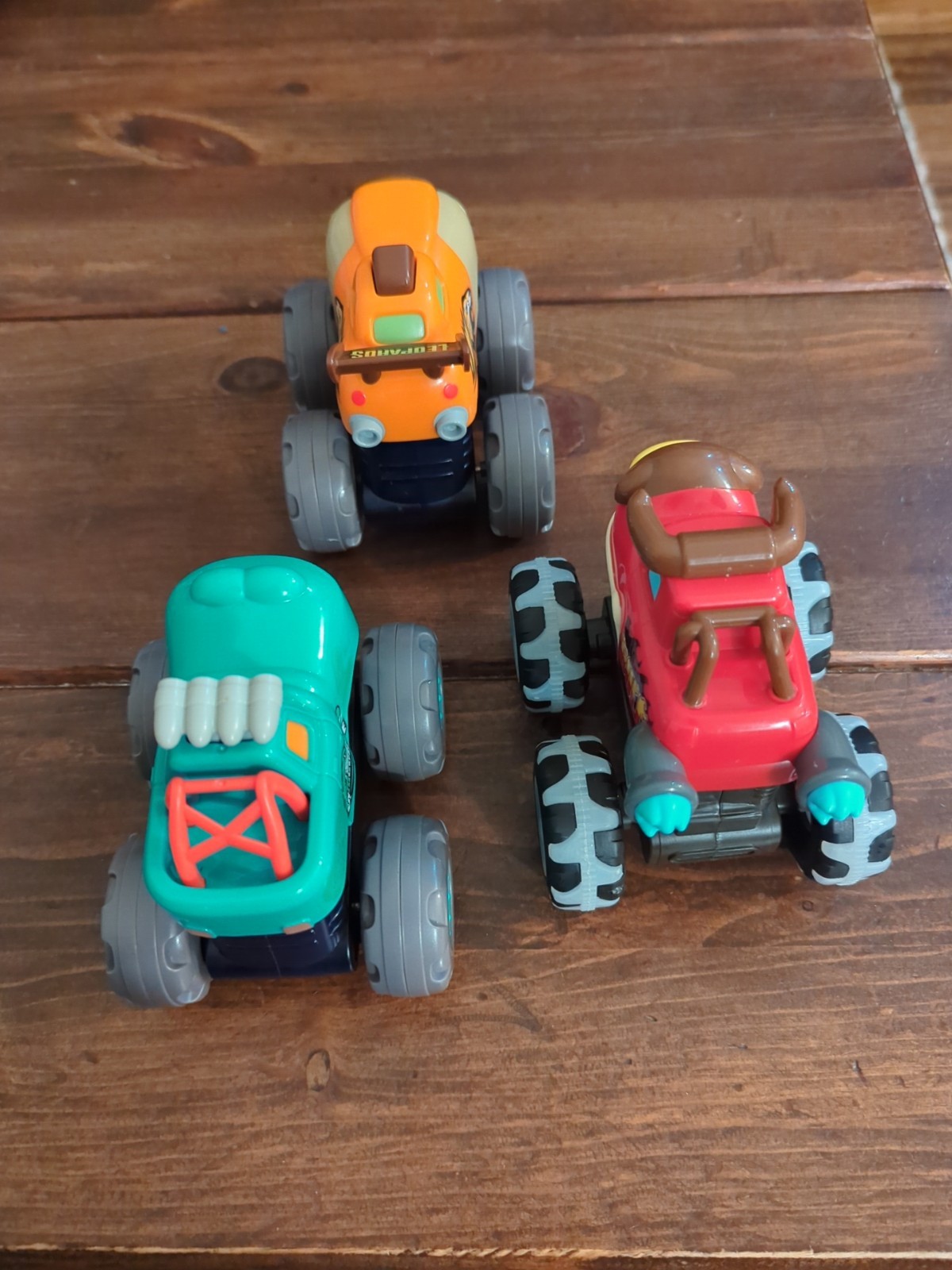 MoonToy Animal Fun Monster Trucks Lot of 3 Bull Leopard Crocodile – Mouths Open
