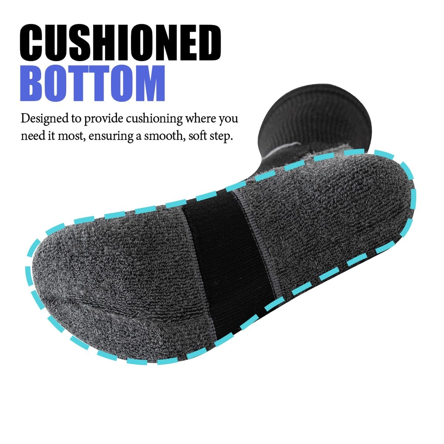 JOYNÉE 5/10 Pairs Mens Lightweight Athletic Crew Socks Cushioned Breathable