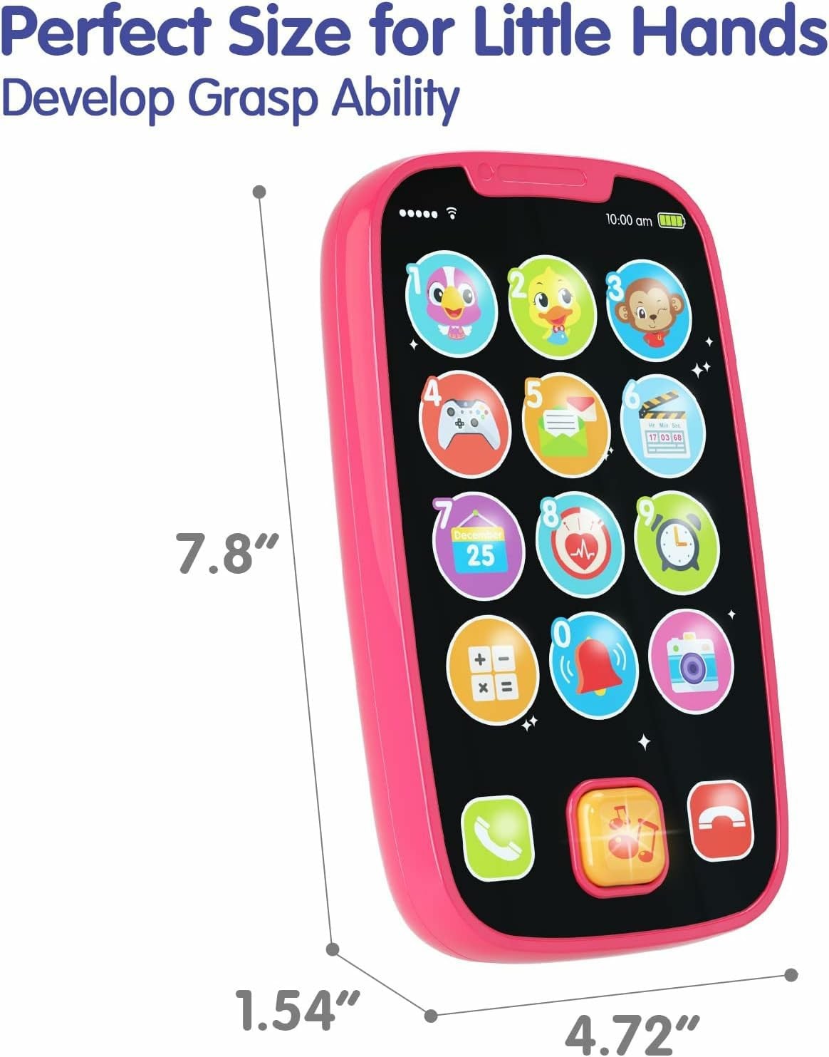 BABYFUNY Toys for 1 Year Old Girl Gifts, 15 Functions Phone Small, Pink