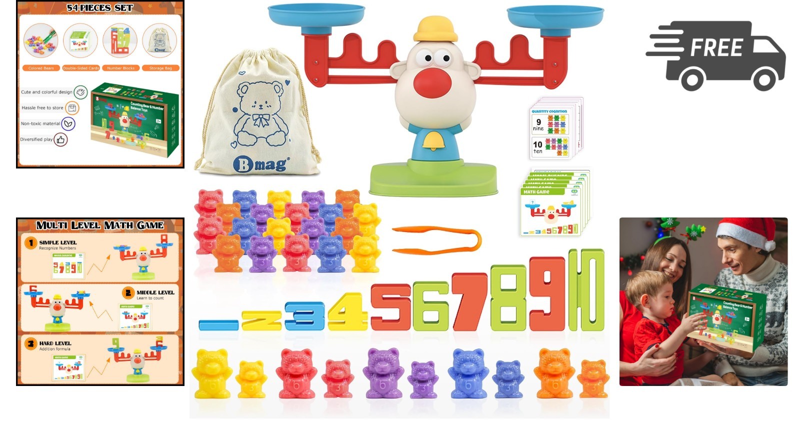 Balance Math Toys STEM Learning Game Counting Stacking Educational Toys for Kids