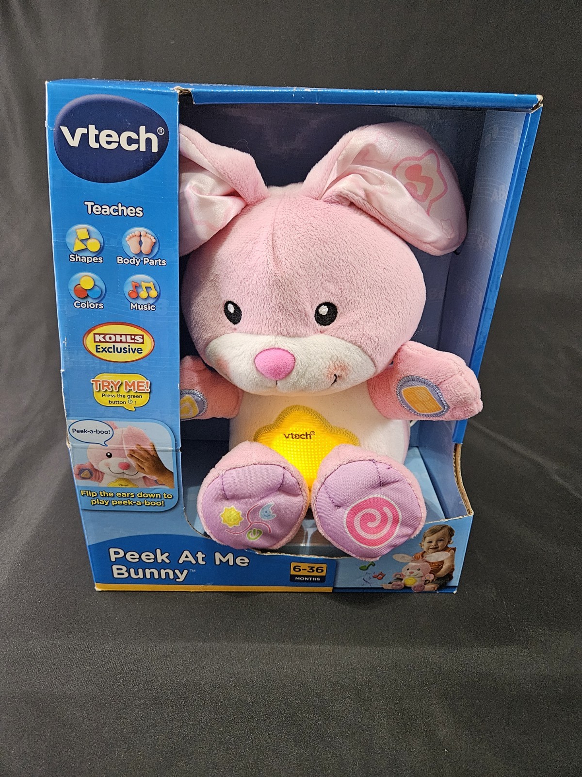 Vtech Pink Peek At Me Bunny Toy Light Up Sleep Modes Music Toddler Baby Kohls