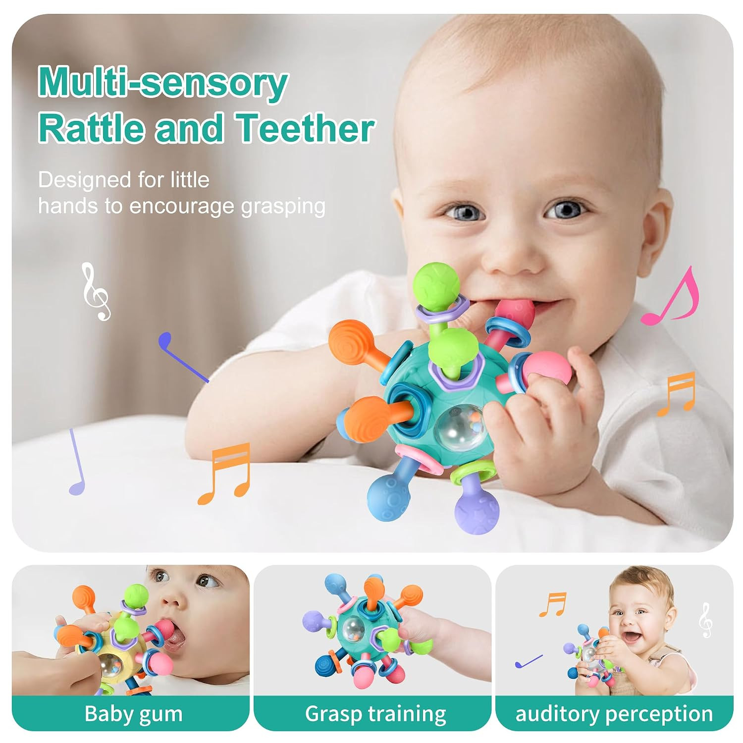 Baby Montessori Teething Toys for 0-6 6-12 Months BPA Free Sensory Toys for Babi
