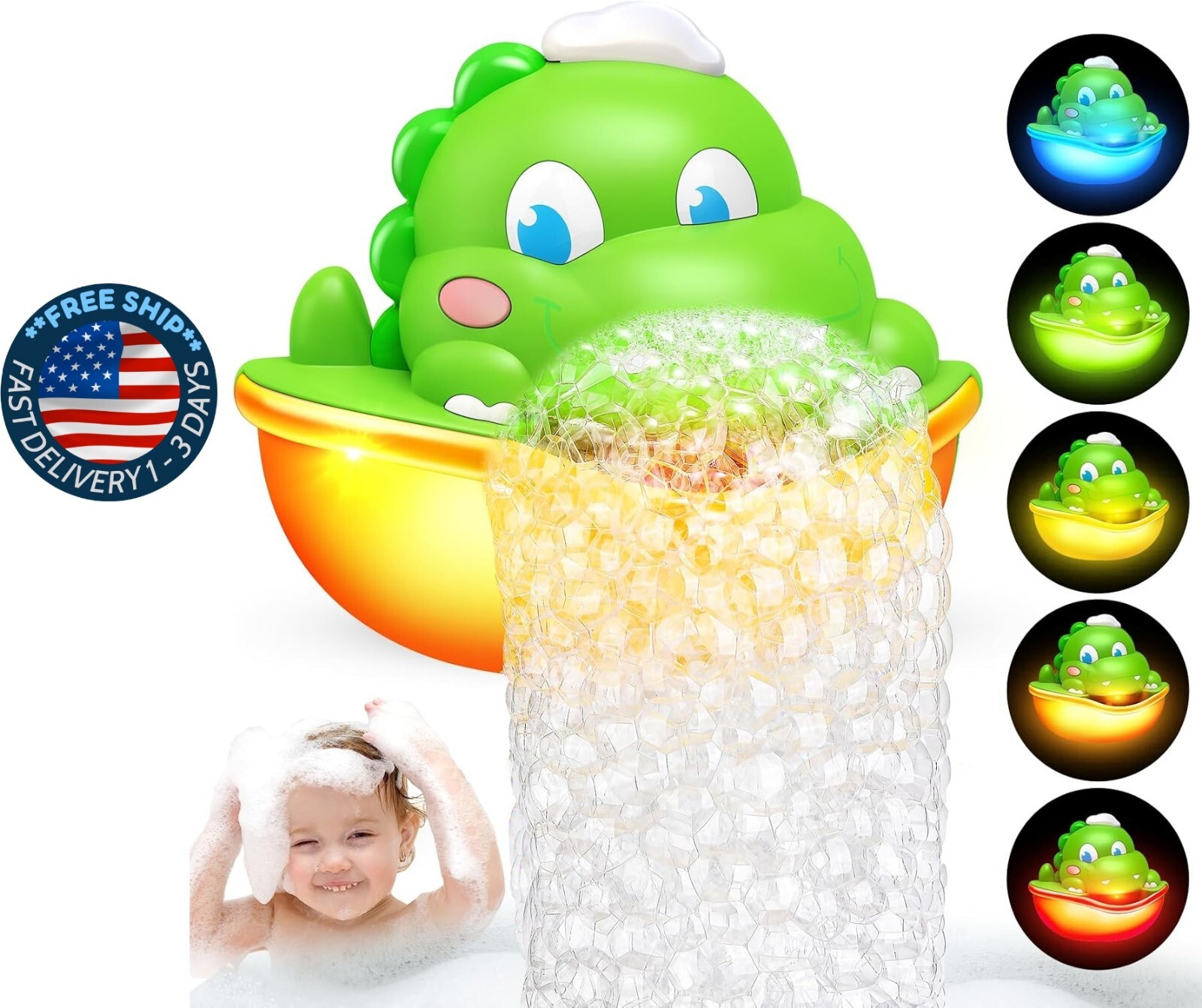 Juguetes de baño para bebés con luces, máquina de burbujas automática