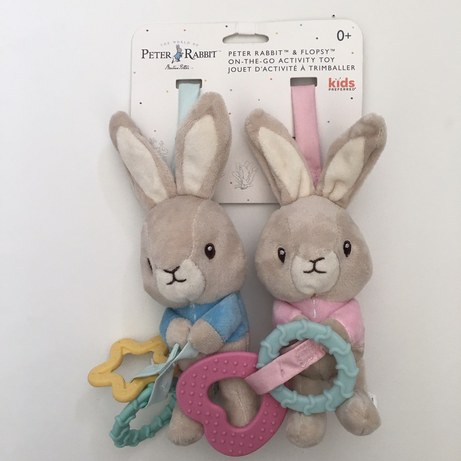Peter Rabbit and Flopsy Plush TeetherSet for Infants Soft Baby Toys – Blue Pink