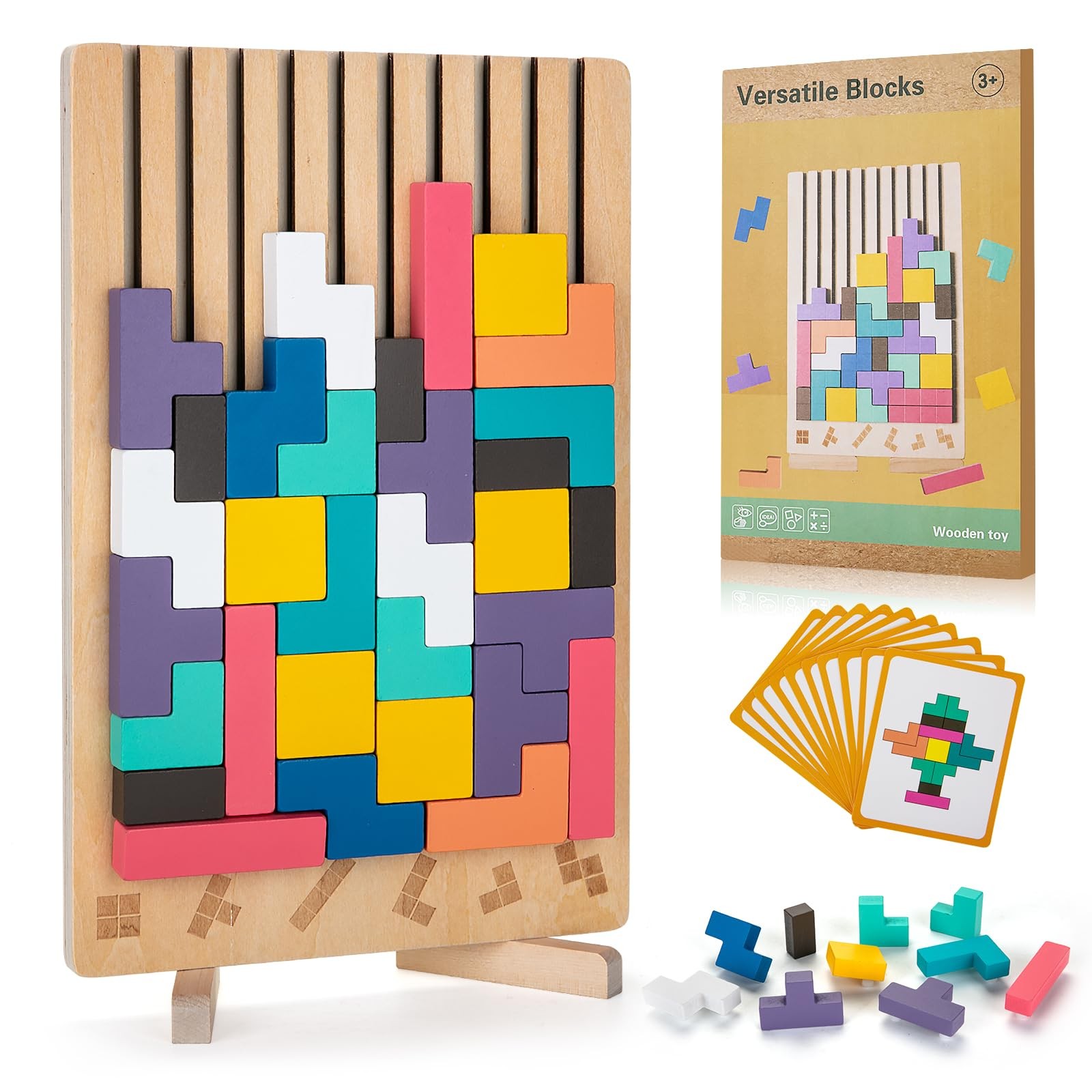 Montessori Wooden Stacking Puzzle Toy, Colored 3D Russian Block Stacking Jigs…