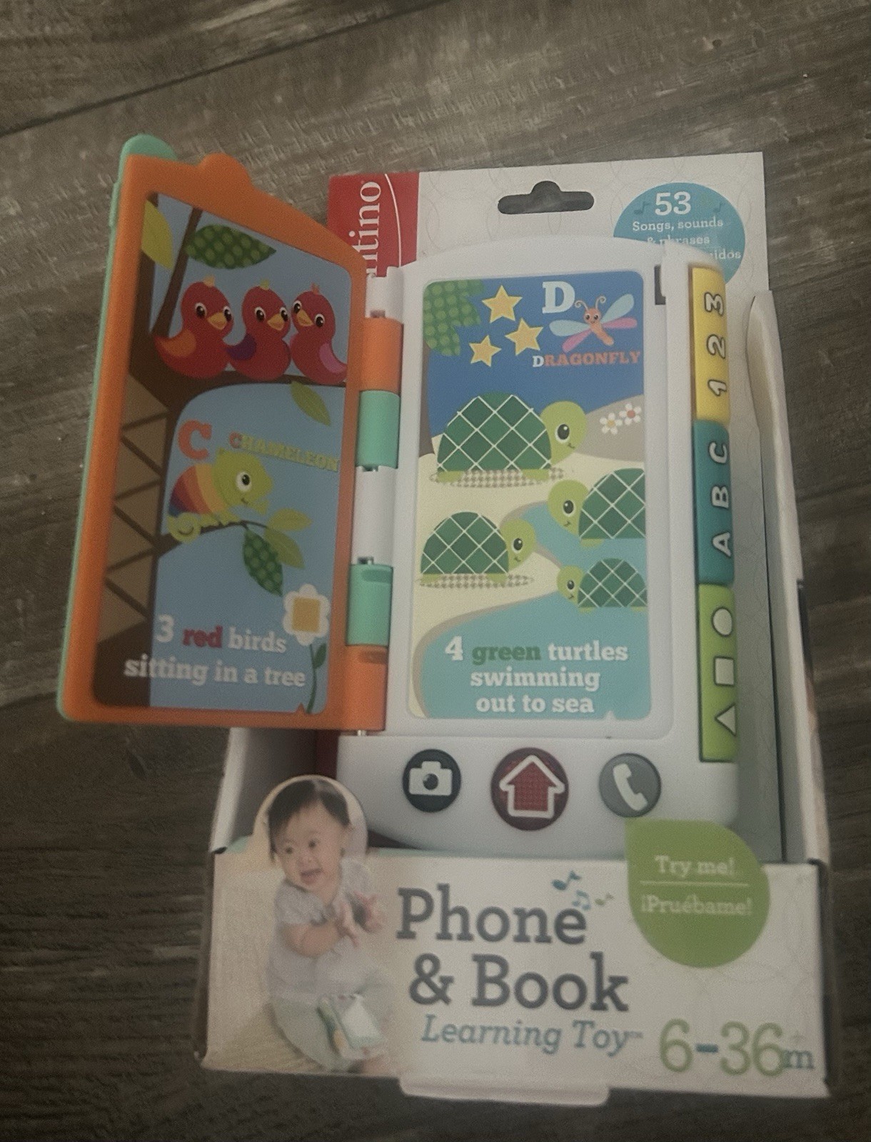 Infantino Phone & Book Learning Toy 6-36 Months Alphabet Animals Skills