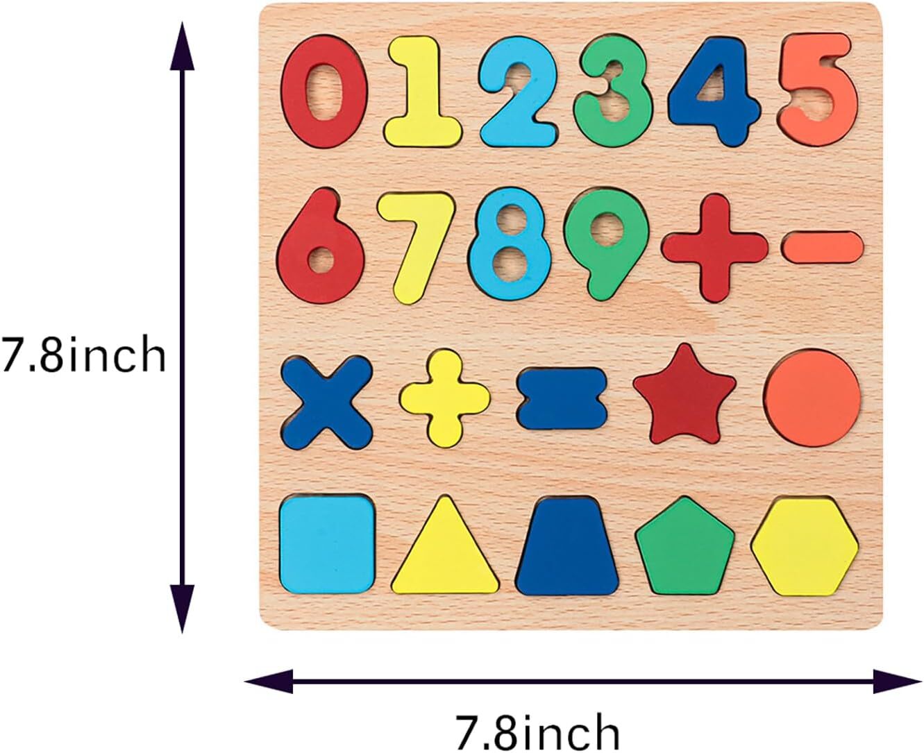 Wooden Alphabet & Numbers Shapes Puzzle Set Educational Board for Toddlers Kids