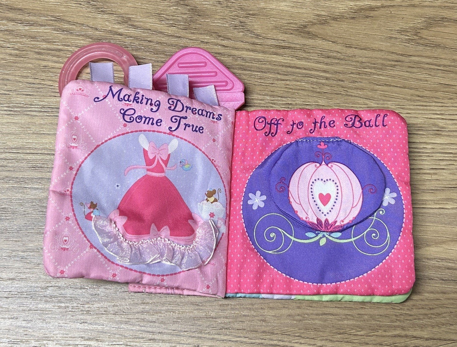 Disney Baby Princess Pink Soft Book Kids Cinderella Teether Baby Girl Toy