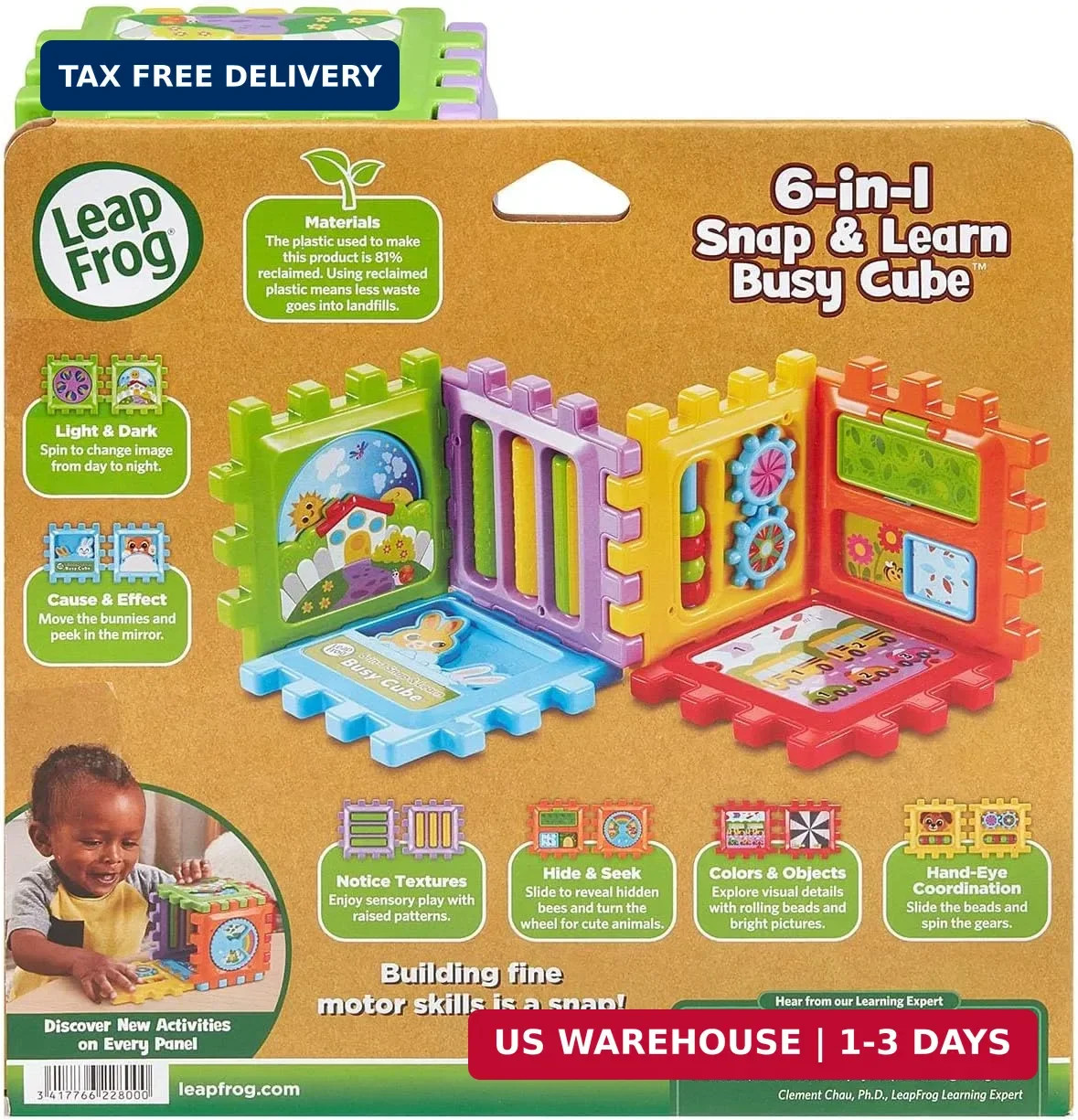 LeapFrog 6-in1 Snap and Learn Busy Cube Motor Skills Baby Toy