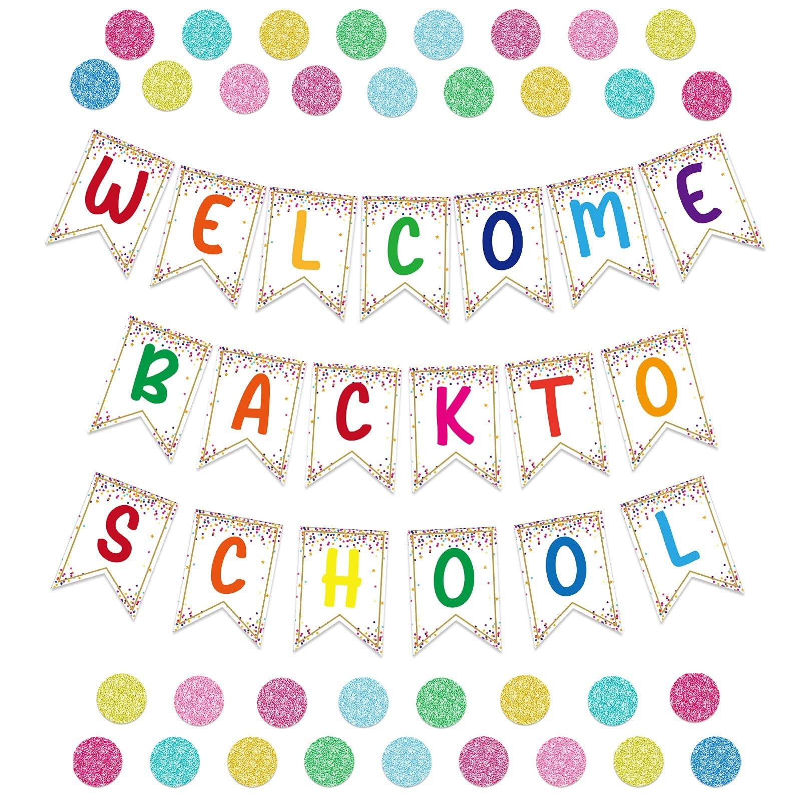 FLYAB Welcome Bulletin Board Decorations – 55 PCS Confetti Pennants Welcome B…