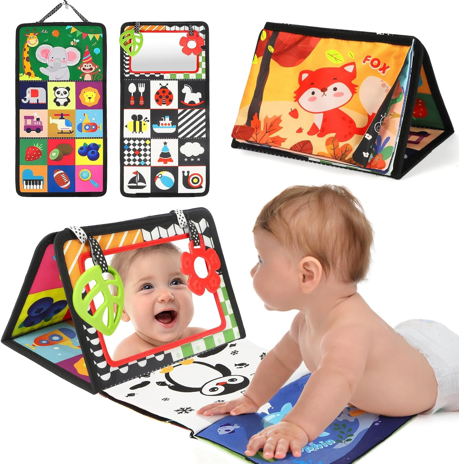 Tummy Time Toys, Black and White High Contrast Baby Toys for Newborn, Baby Visua
