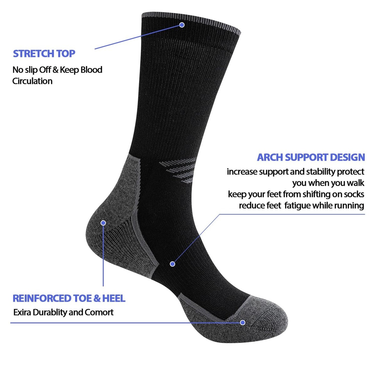 JOYNÉE 5/10 Pairs Mens Lightweight Athletic Crew Socks Cushioned Breathable