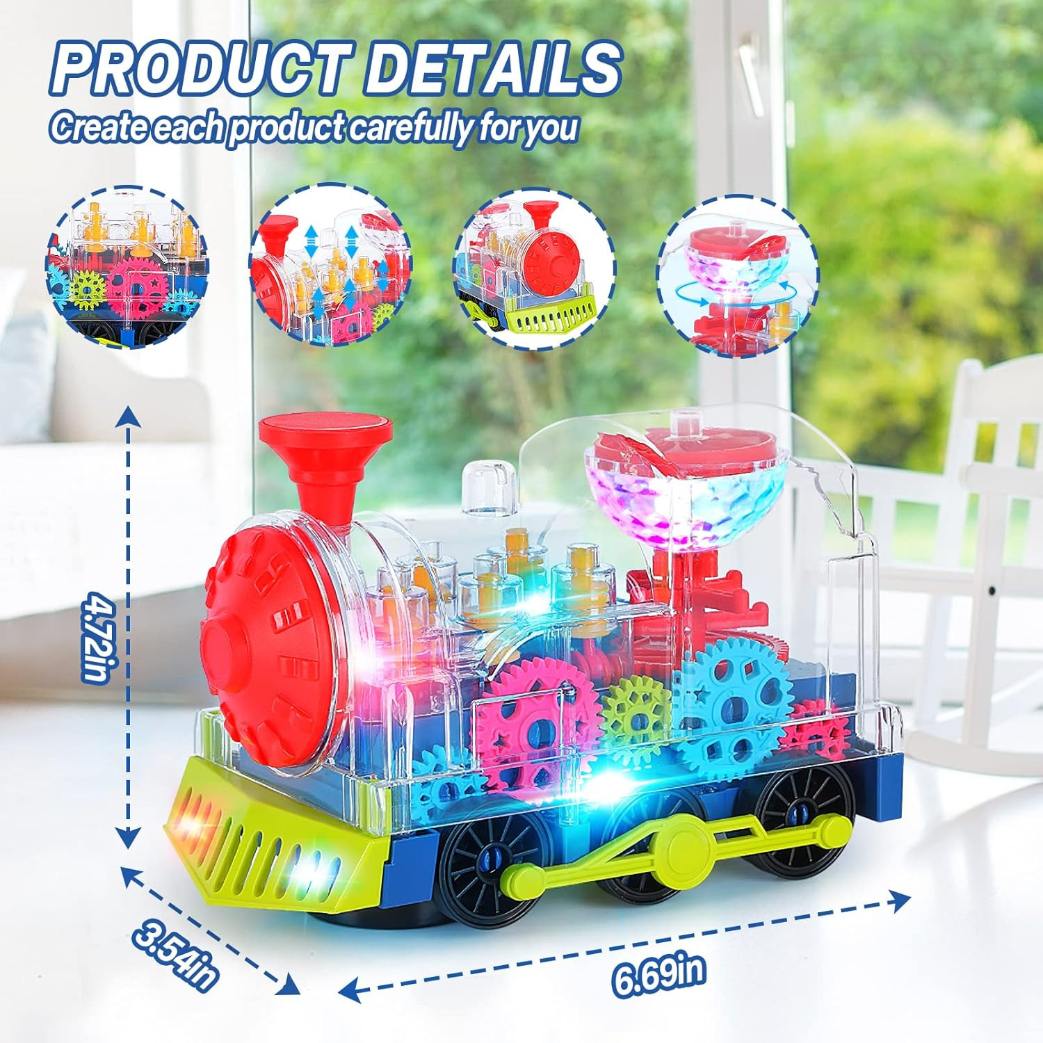 Light up Train Toys for Toddler,Interactive Autism Sensory Toys with Colorful Mo