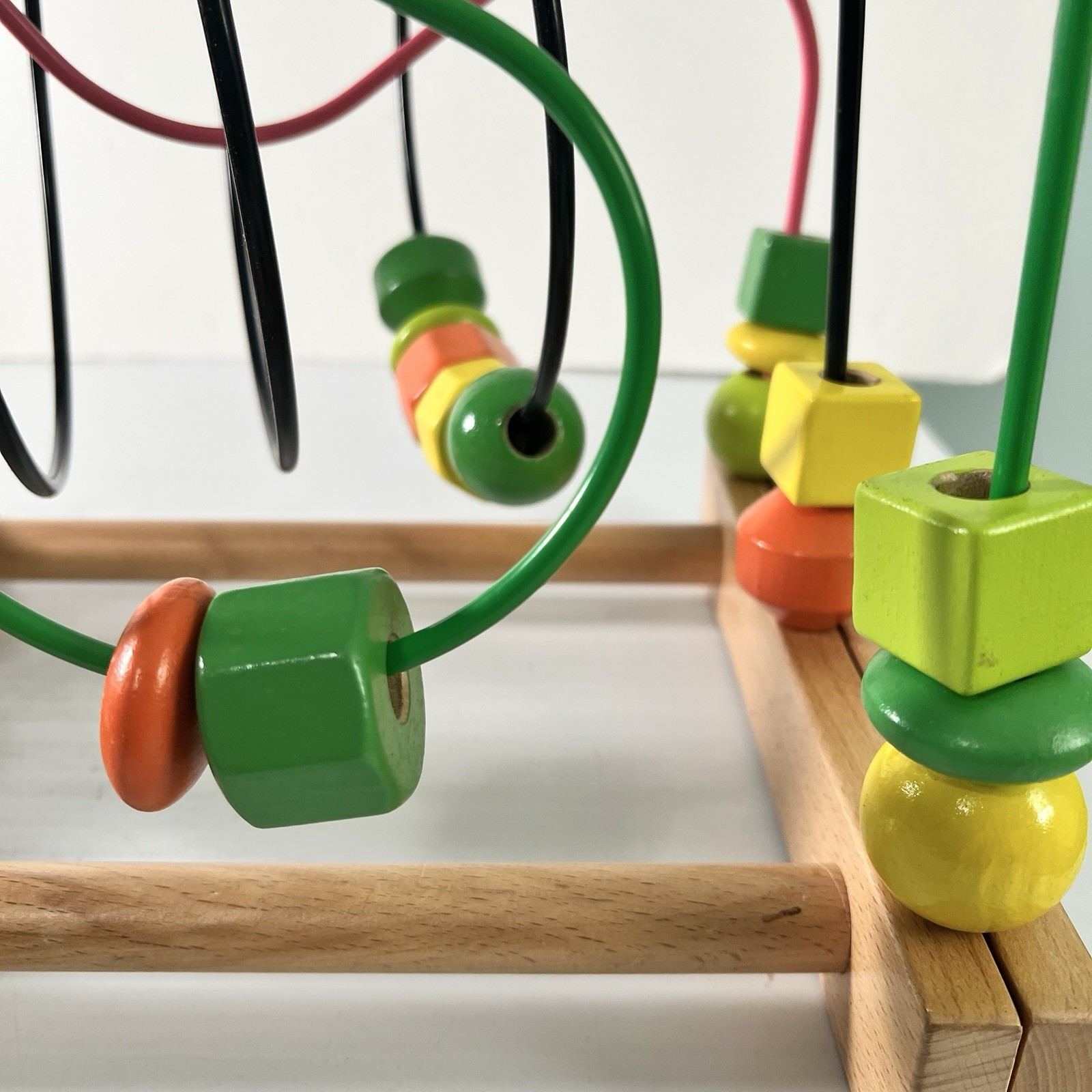 Ikea Wooden Bead Rollar Coaster Maze Toddler Toy 10 x 12 x 11 Motor Skills